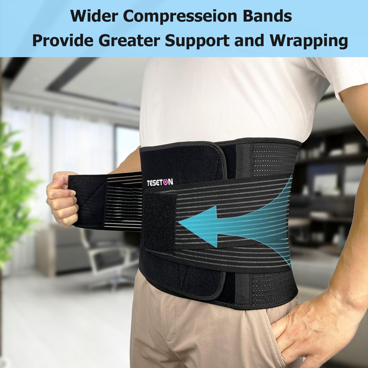 TESETON Back Support Belt for Lower Back Pain, Lumbar Brace for Men and Women

