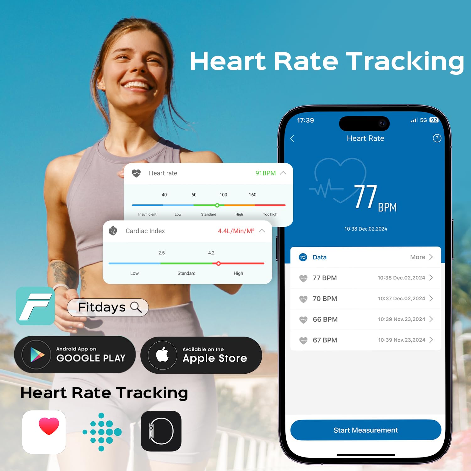 Lepulse Smart Body Fat Scale with Heart Rate, Bluetooth BMI Bathroom Scale

