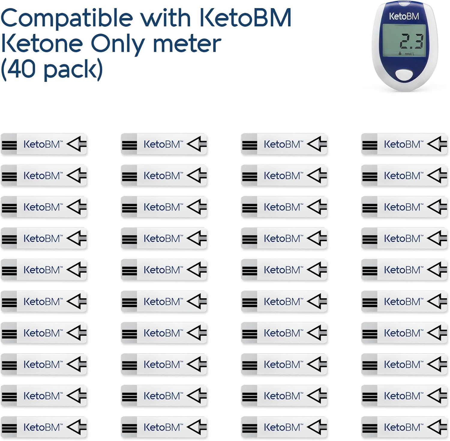 KetoBM Blood Ketone Test Strips for Ketone Only Meter, 40 Count

