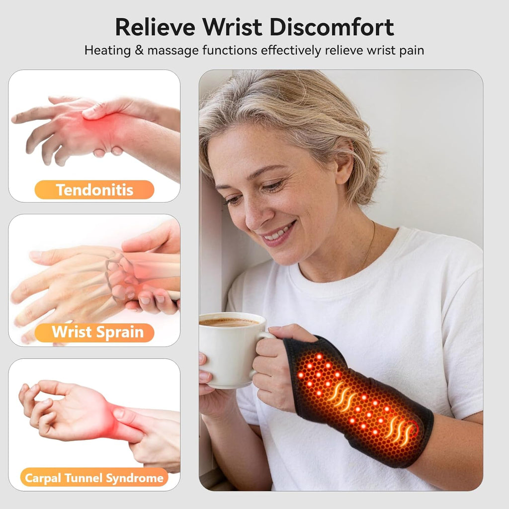 Yabuu Cordless Wrist Heating Pad with Massage for Carpal Tunnel and Arthritis

