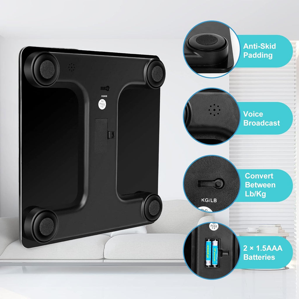 BATVOX Talking Bathroom Scale with Voice, Tempered Glass, Auto On/Off, 400 lb


