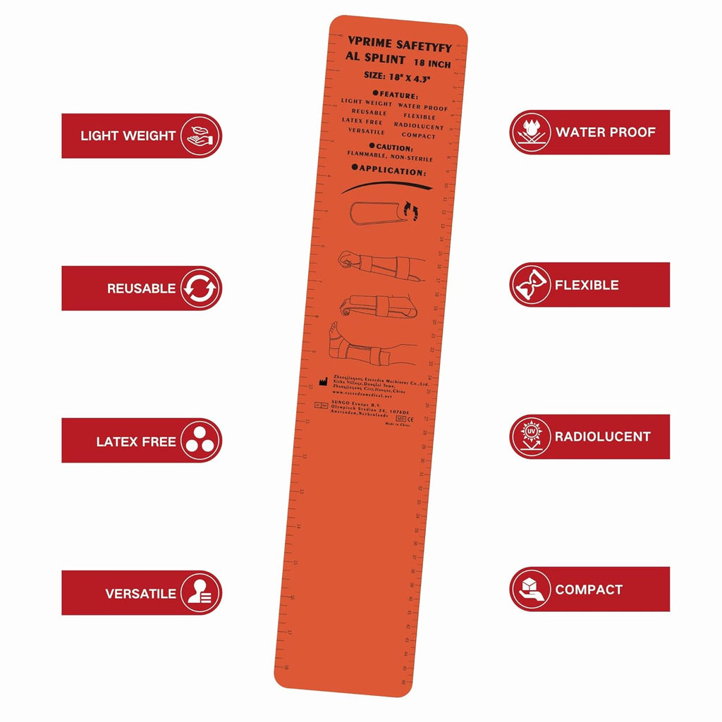 Vprime Safetyfy First Aid Aluminum Immobilizer Brace, Waterproof Foam, Translucent

