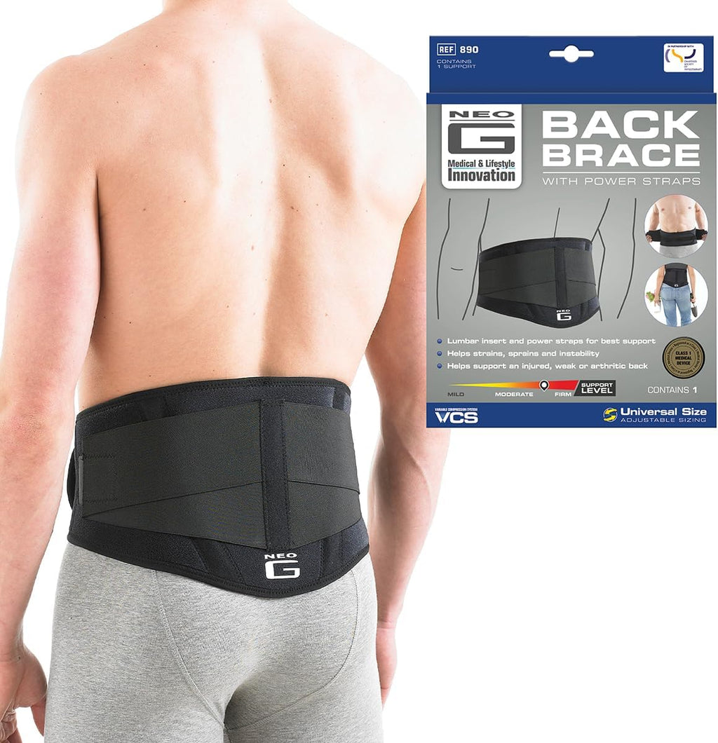 Neo G Back Brace with Power Straps, Adjustable Compression Support for Lower Back

