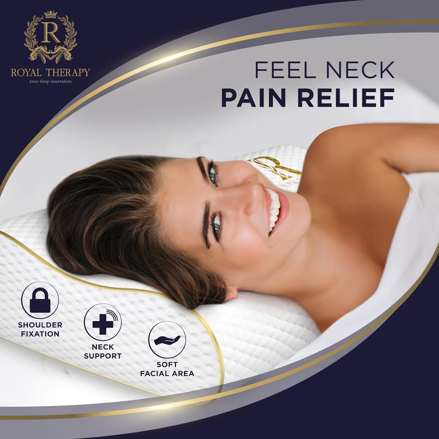 Royal Therapy Memory Foam Cervical Neck Contour Pillow for Neck Pain Relief

