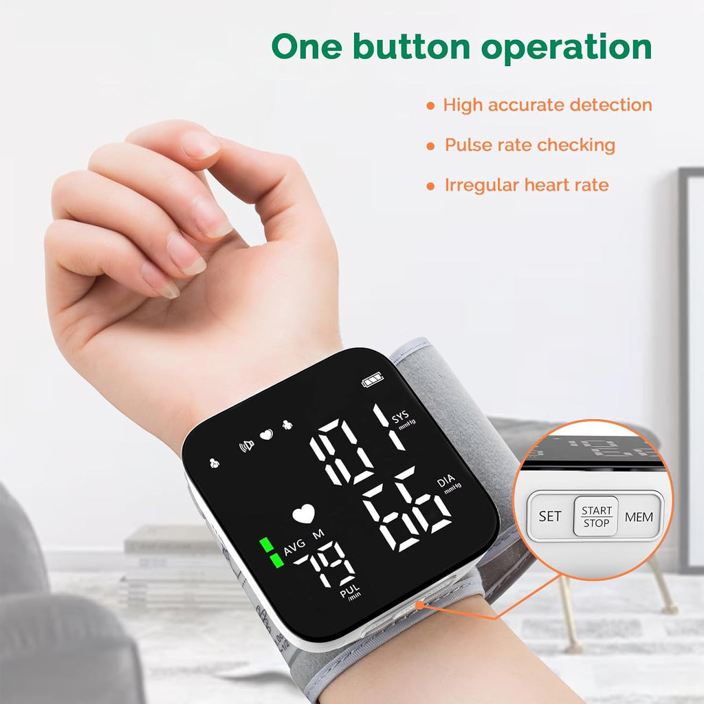 Greetmed Talking Wrist Blood Pressure Monitor Automatic Digital BP Machine

