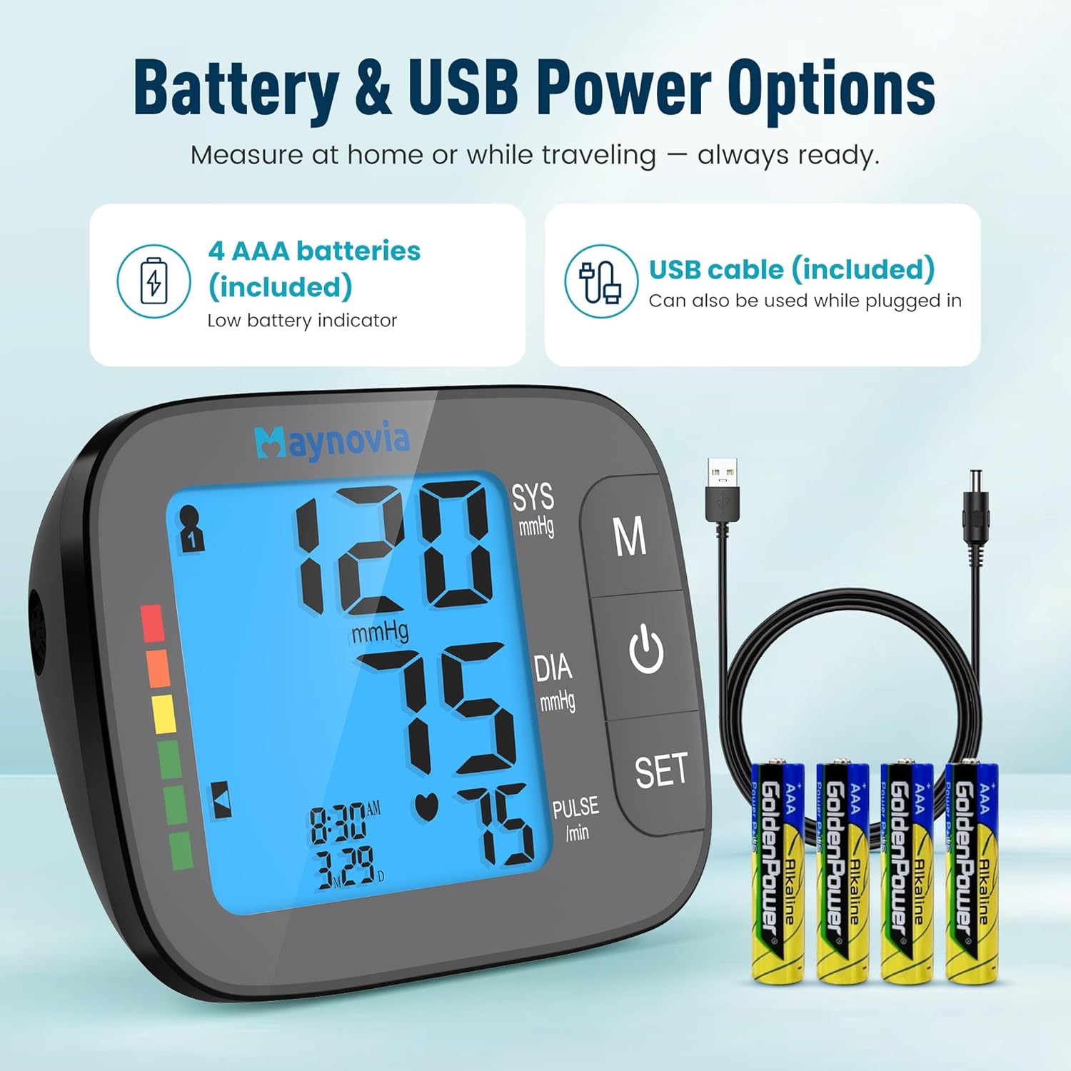Automatic Upper Arm Blood Pressure Monitor with Backlit LCD and Irregular Heartbeat

