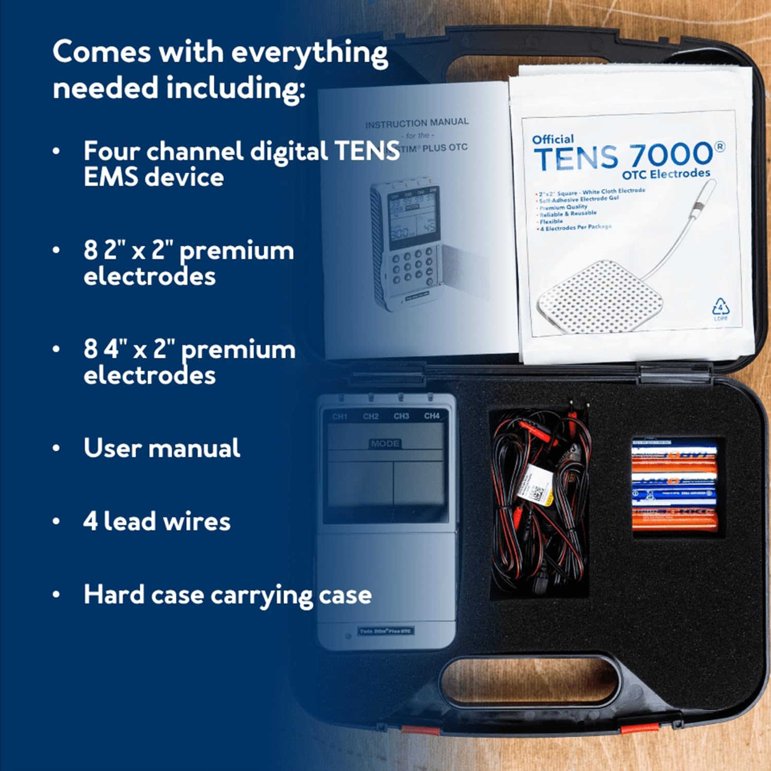Roscoe Medical 4-Channel TENS and EMS Muscle Stimulator Unit for Pain Relief

