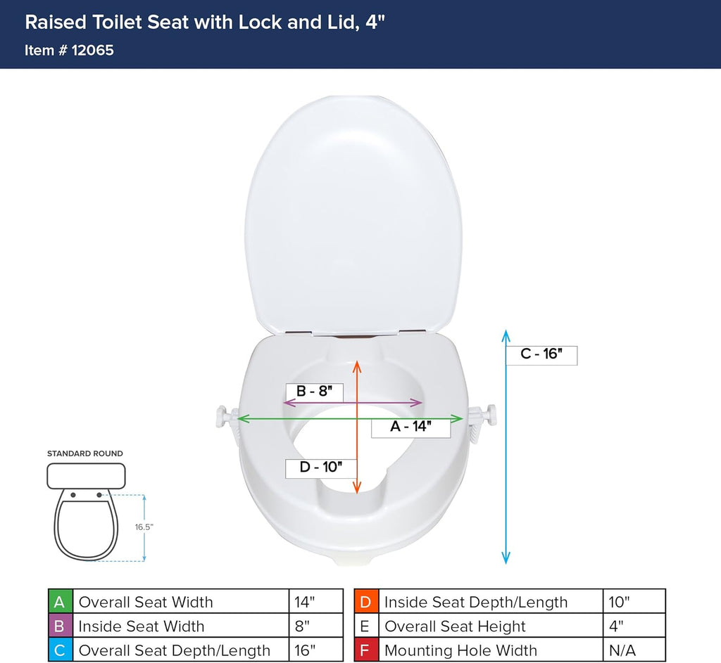 Drive Medical Raised Toilet Seat with Locking Lid, Standard Toilet Seat

