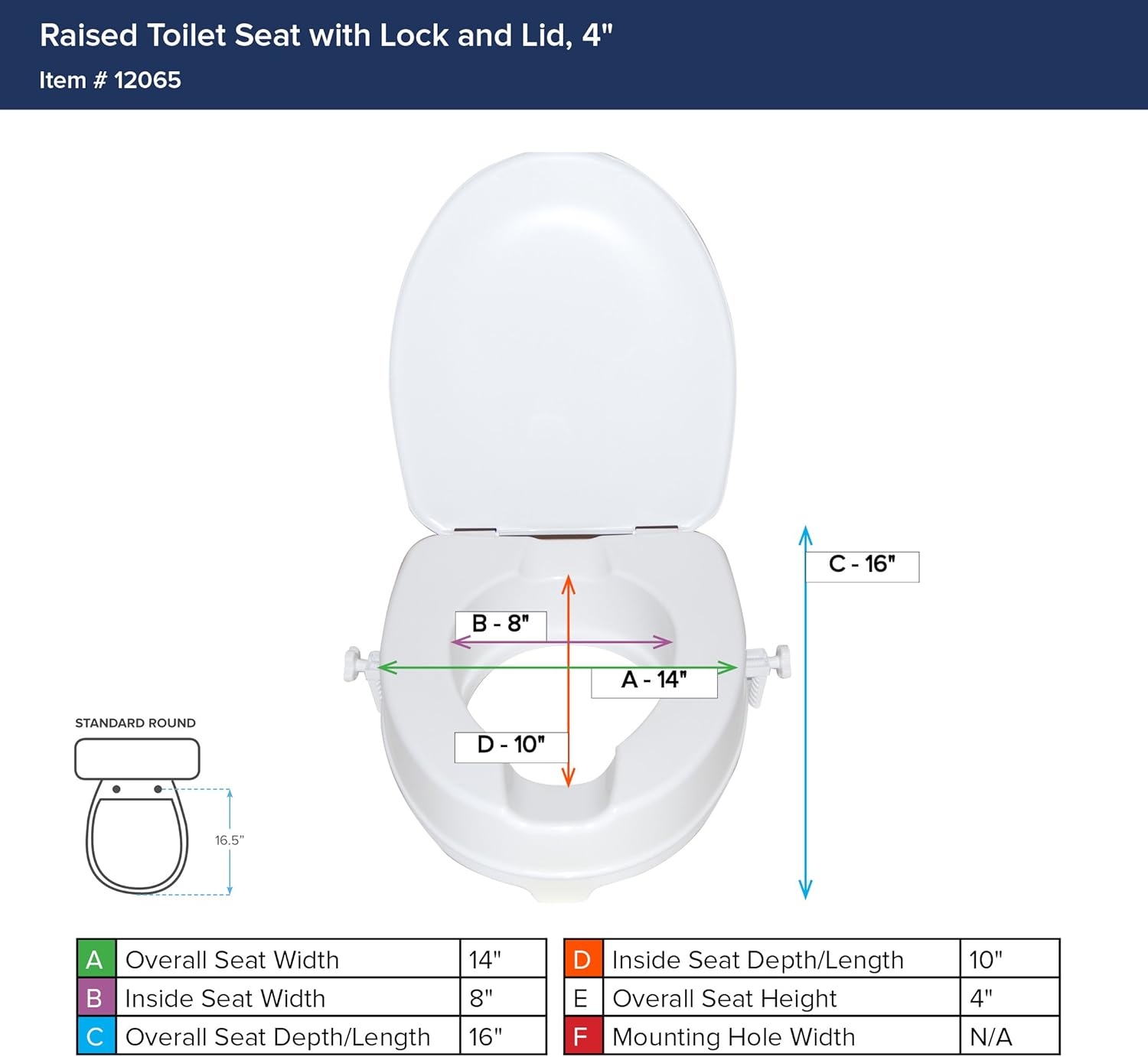 Drive Medical Raised Toilet Seat with Locking Lid, Standard Toilet Seat

