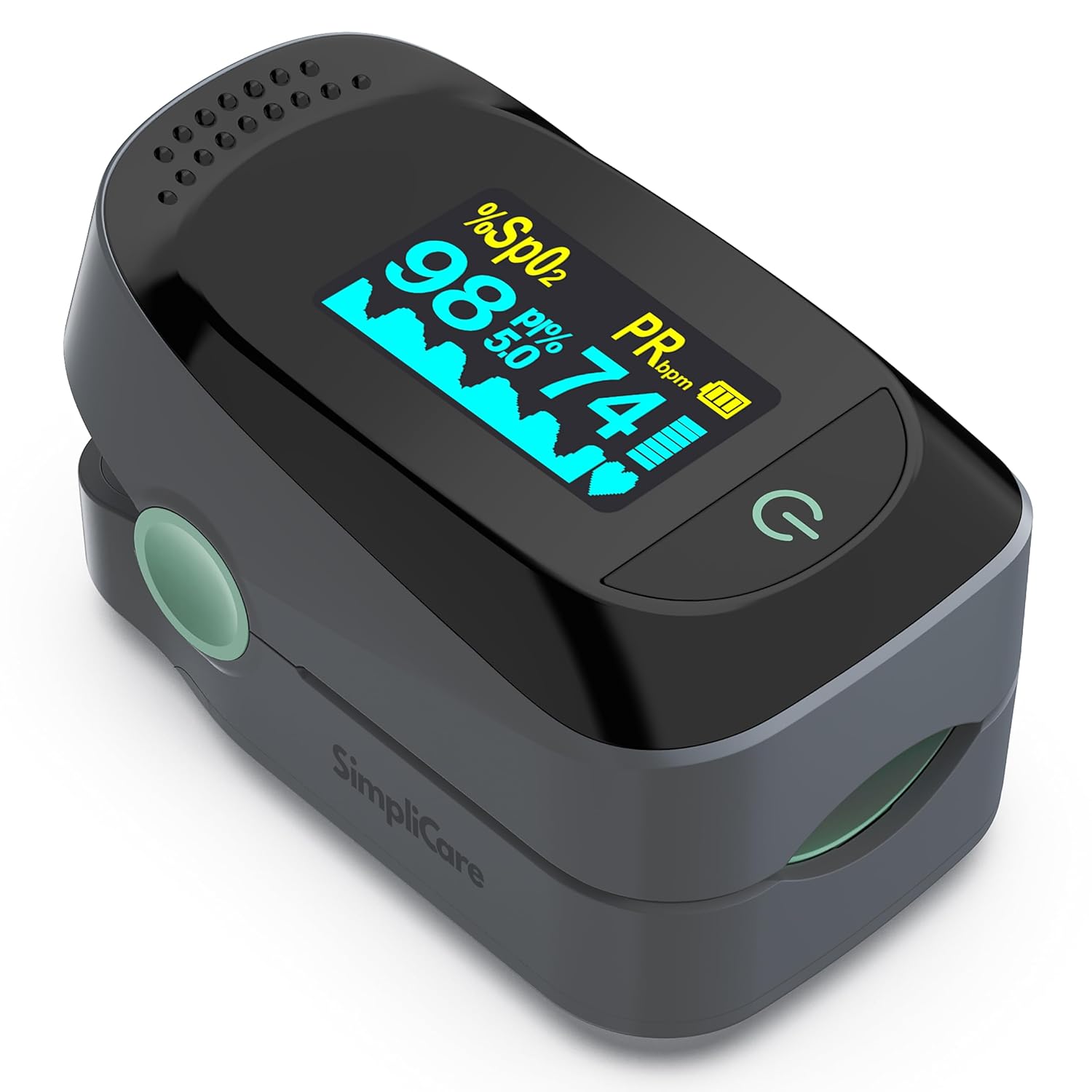 SimpliCare Fingertip Pulse Oximeter, SpO2 O2 Monitor with Heart Rate and PI OLED


