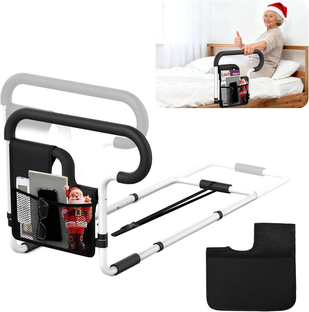 Bed Rails for Elderly Adults Safety Adjustable Bed Assist Rail with Storage Pockets

