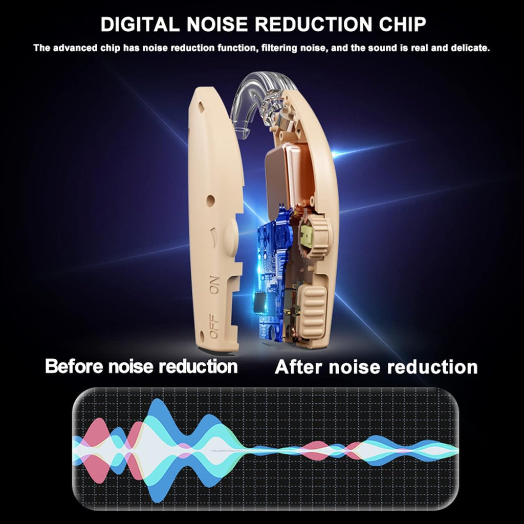 Rechargeable Hearing Aids for Seniors with Noise Reduction and Charging Case

