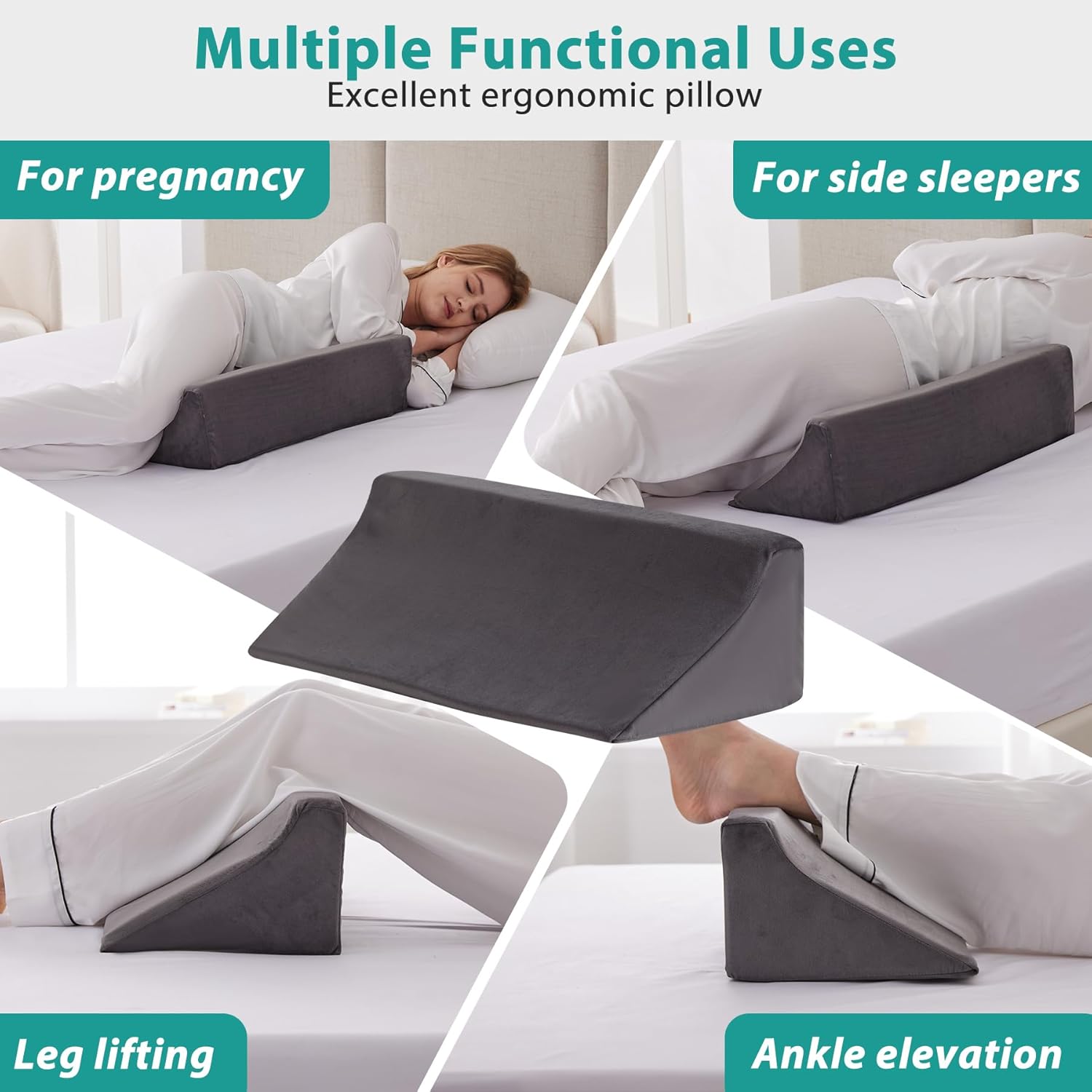 Bedluxe Wedge Pillow for Side Sleeping Comfort Foam Back Support Body Positioner


