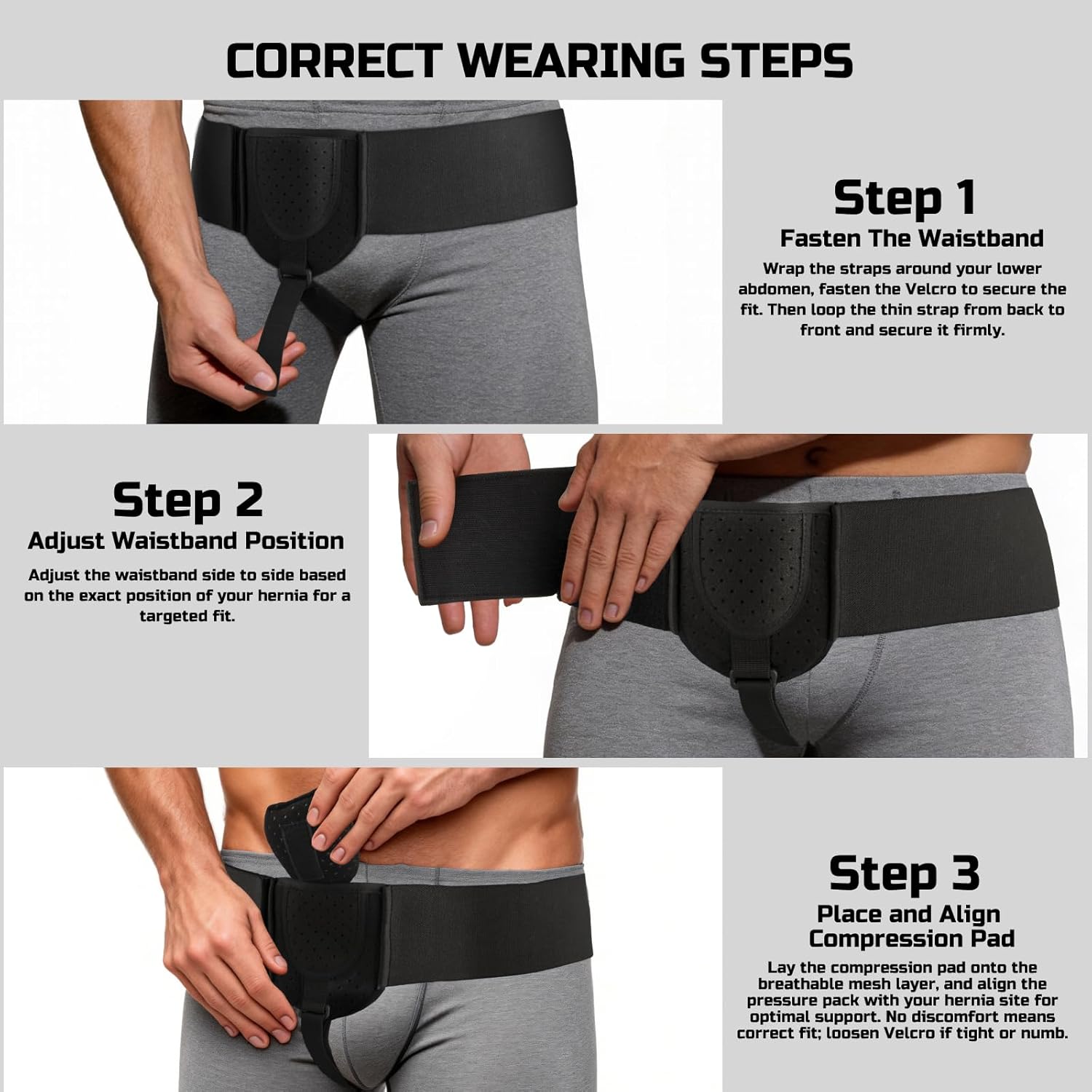 Adjustable Inguinal Hernia Belt for Men & Women, Compression Hernia Support

