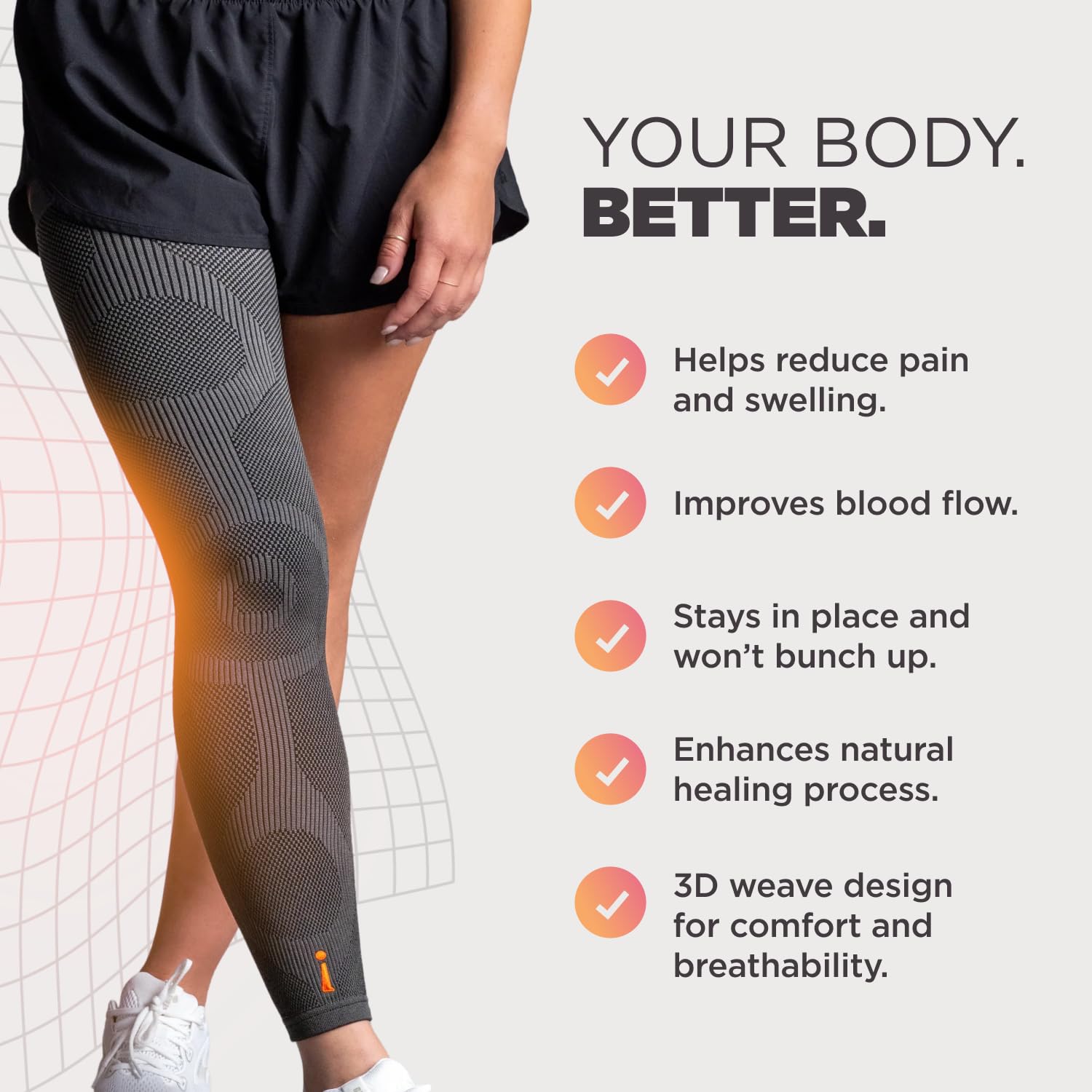 Incrediwear Full Length Leg Sleeve for Circulation, Swelling & Inflammation Relief

