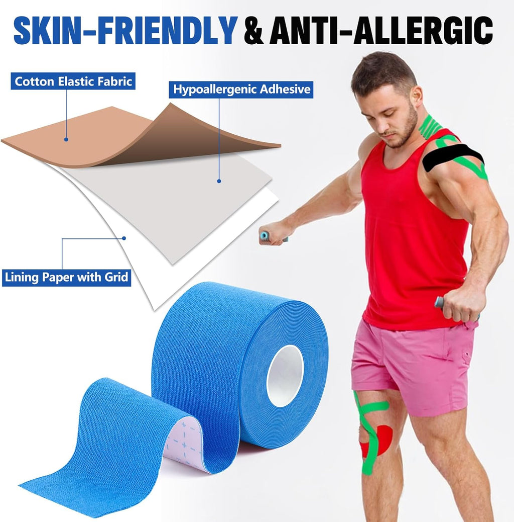 Waterproof Kinesiology Tape for Sports, Elastic Muscle Tape, 2-Inch Wide

