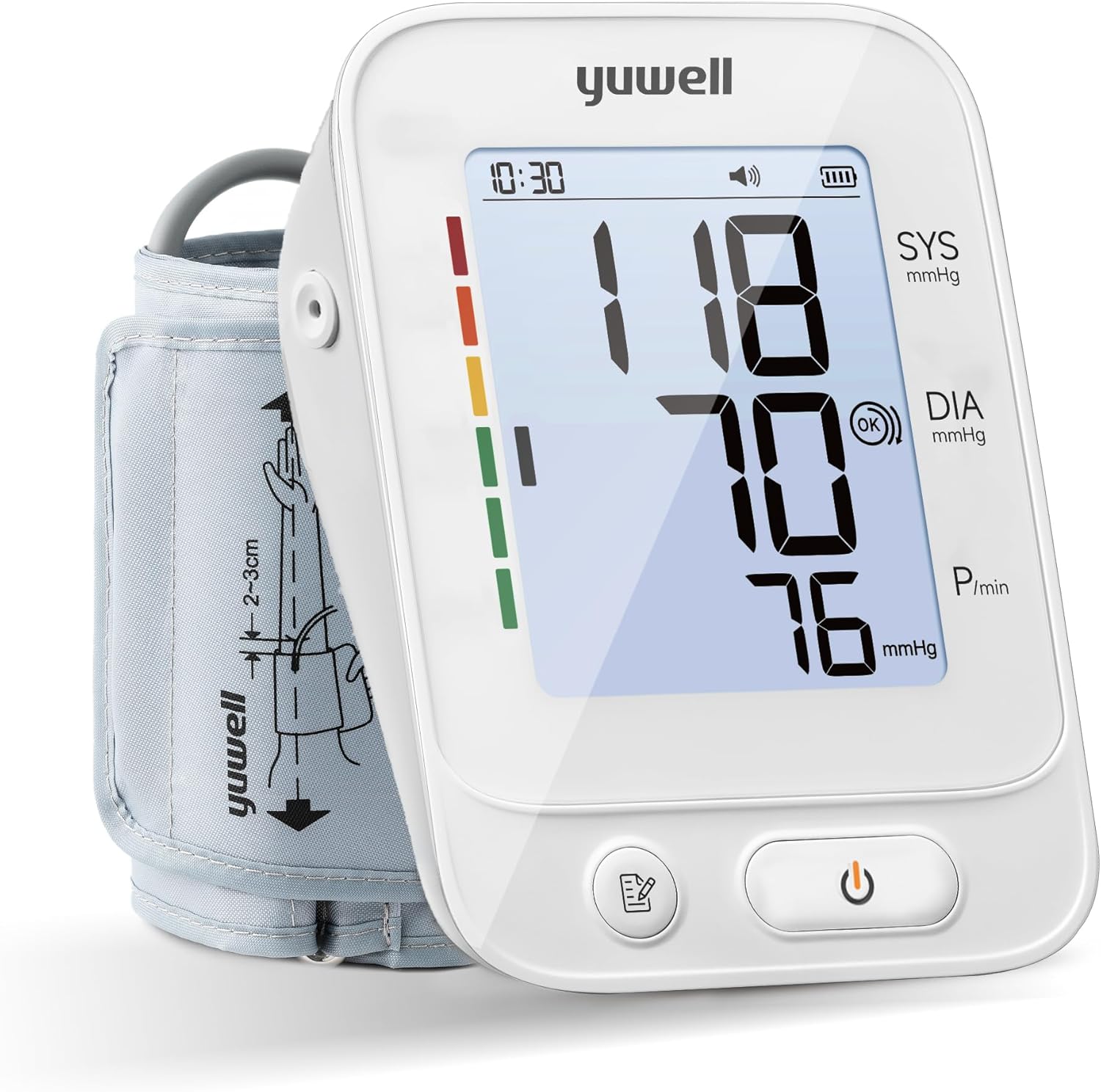 yuwell Upper Arm Digital Blood Pressure Monitor with Large Backlit Display, 199 Memory

