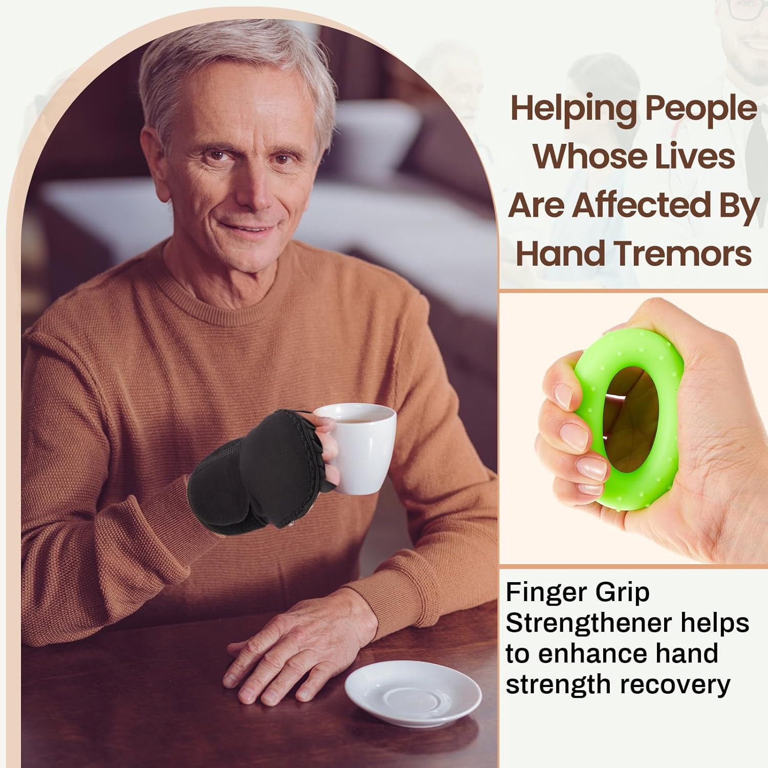 RoundFunny Weighted Gloves for Tremors with Adjustable Wrist Weights, 2 Pairs

