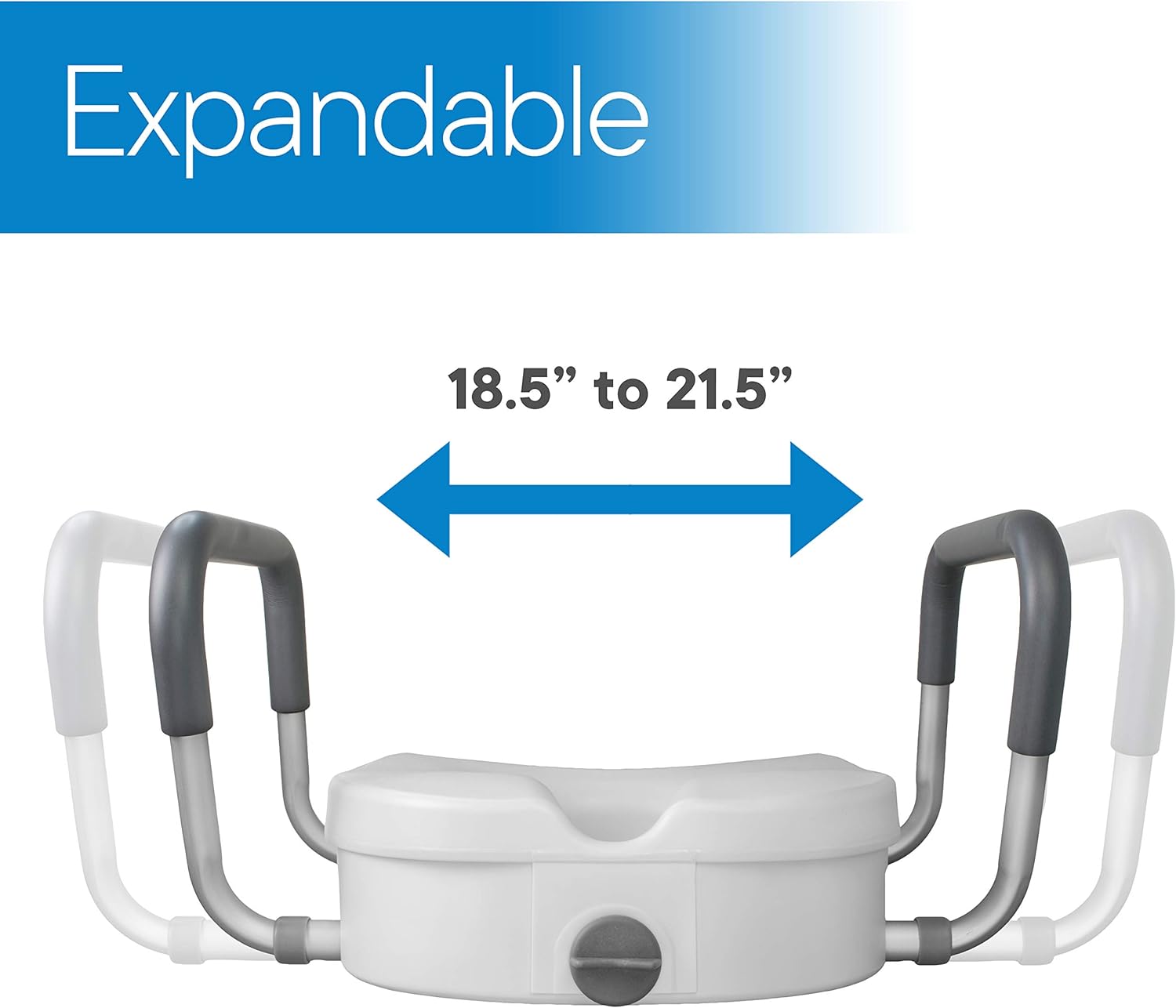 RMS Raised Toilet Seat 5-Inch Elevated Riser with Adjustable Padded Arms

