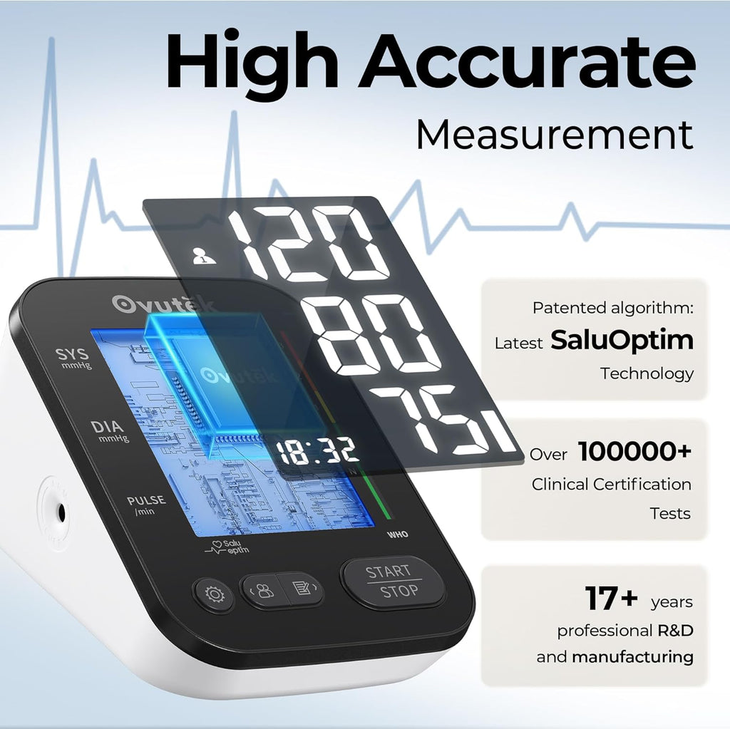 Ovutek Upper Arm Automatic Digital Blood Pressure Monitor with Backlit Display

