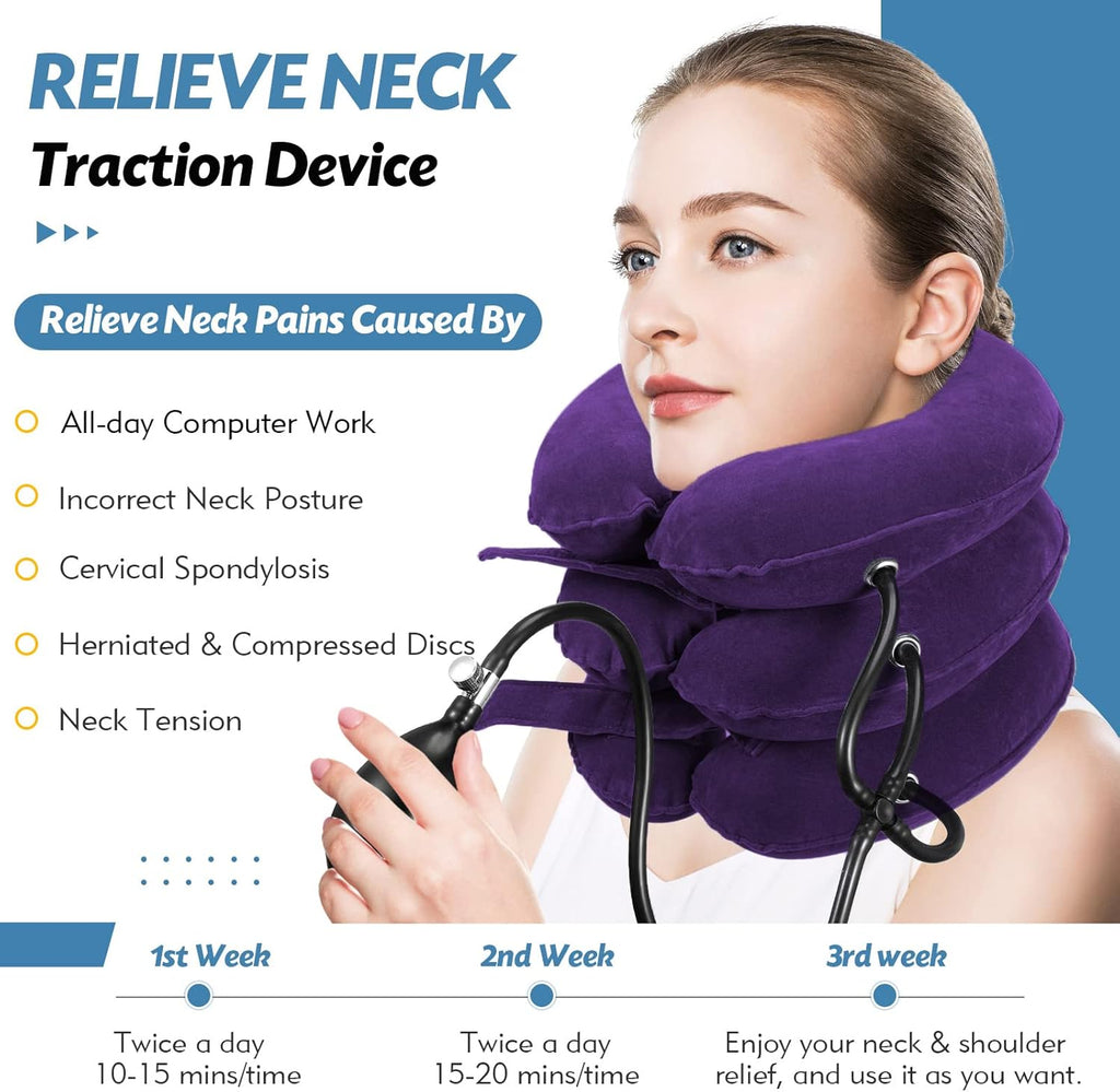 Jaximy Inflatable Cervical Traction Neck Brace for Neck Pain Relief Home Use


