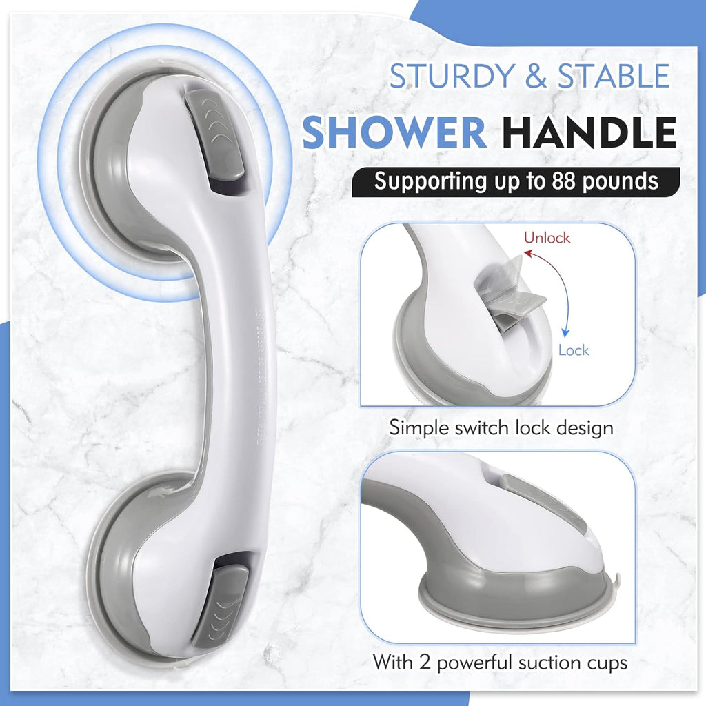 KVANT Grab Bars for Bathtubs and Showers, 12 Inch Shower Suction Cup Handle

