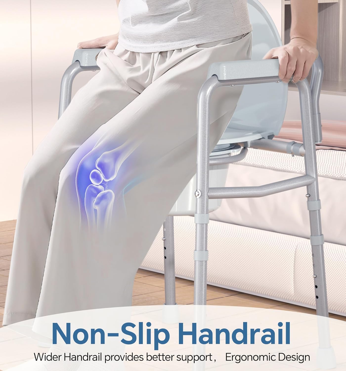 HOMLAND 3-in-1 Bedside Commode Chair with Removable 7.5Qt Potty Bucket, 350 lb

