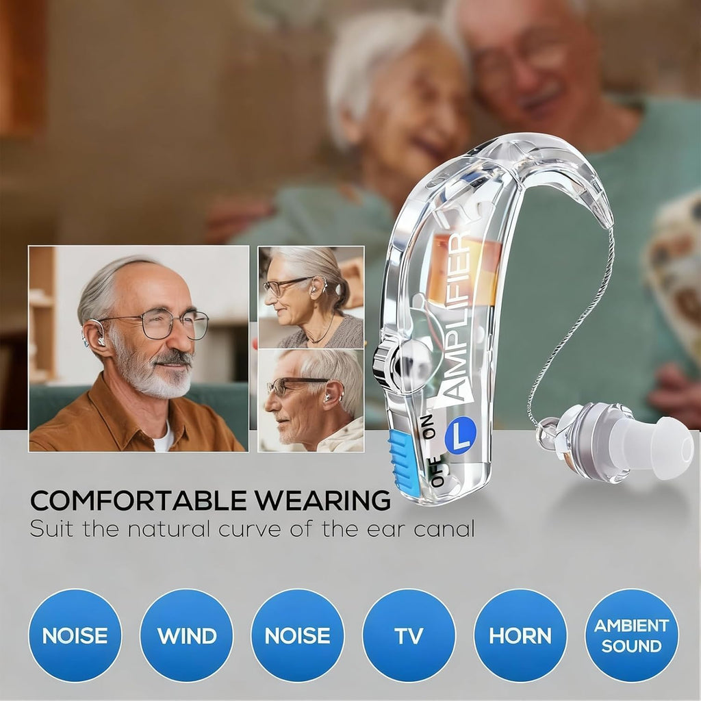 Winter Plum In-Ear Hearing Aid for Seniors with AI Noise Reduction and USB-C Charging

