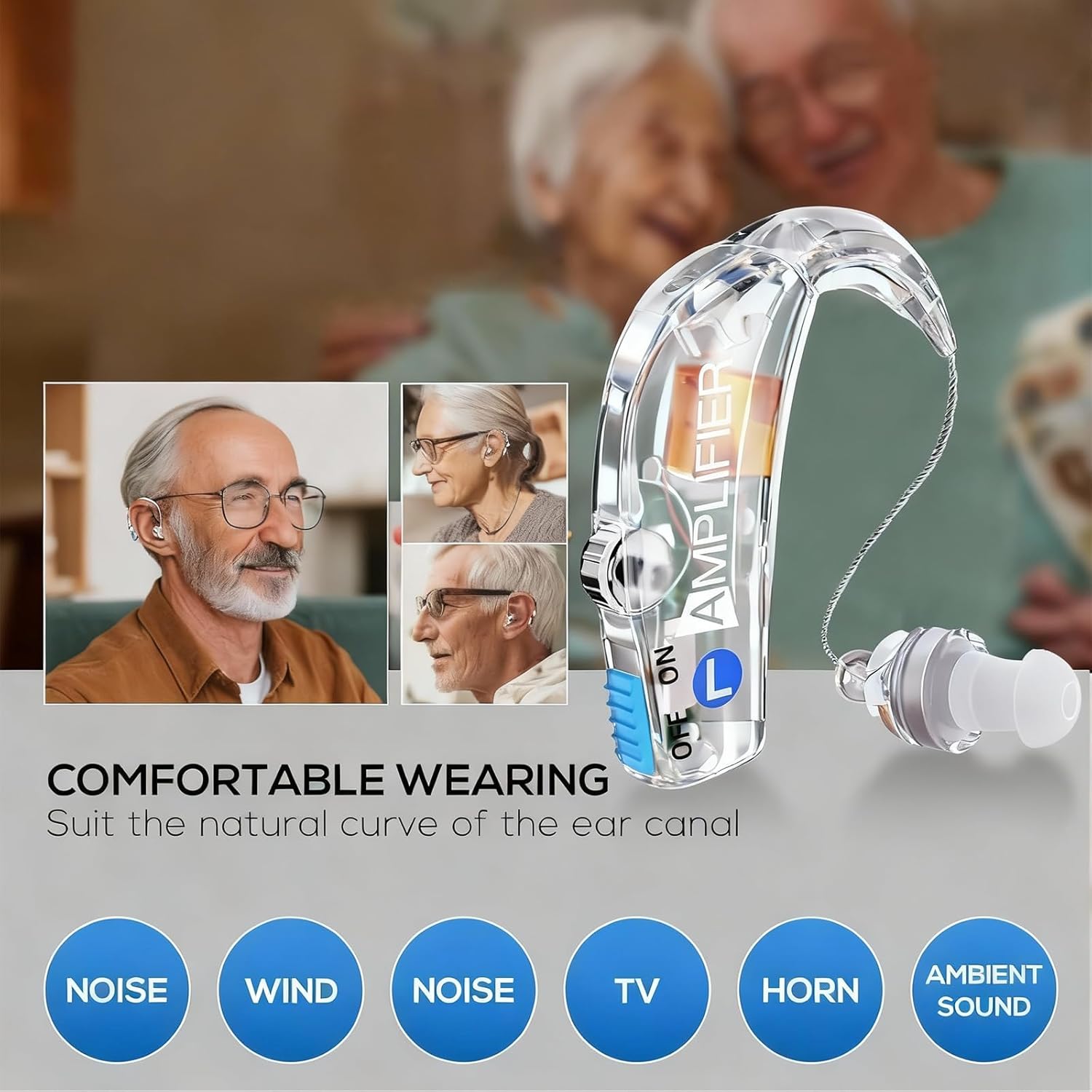 Winter Plum In-Ear Hearing Aid for Seniors with AI Noise Reduction and USB-C Charging

