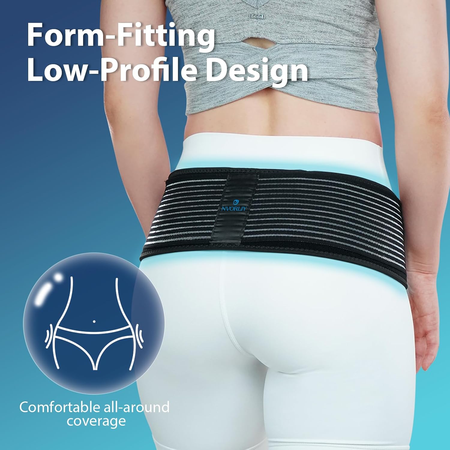 Nvorliy SI Joint Belt Sacroiliac Brace Lumbar Lower Back Adjustable Compression Support

