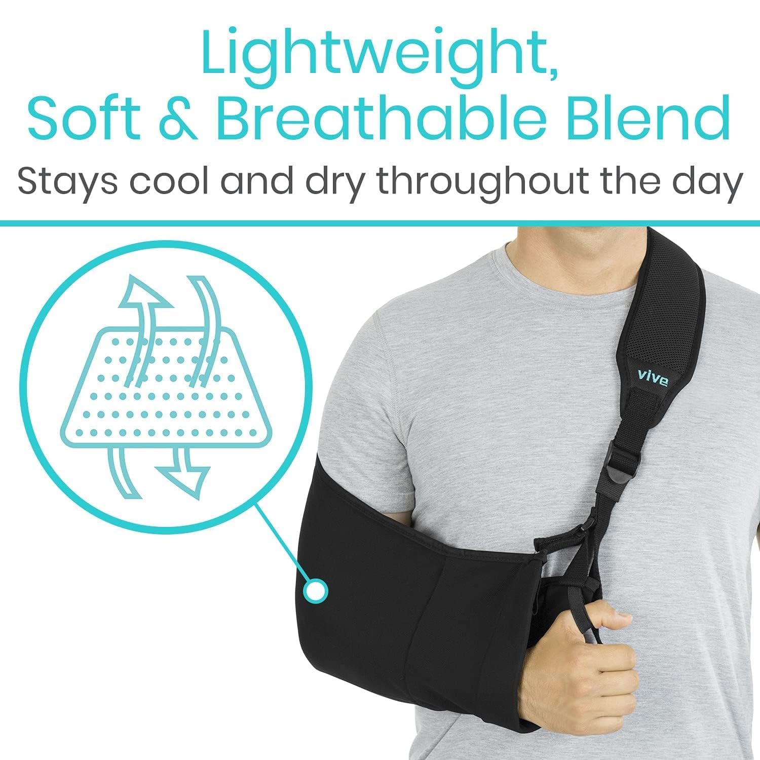 Vive Arm Sling Shoulder Immobilizer with Thumb Loop, Adjustable Padded Strap

