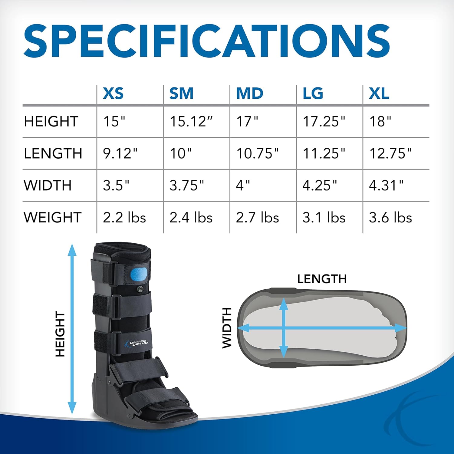 United Ortho Air CAM Walker Fracture Boot with Rocker Sole

