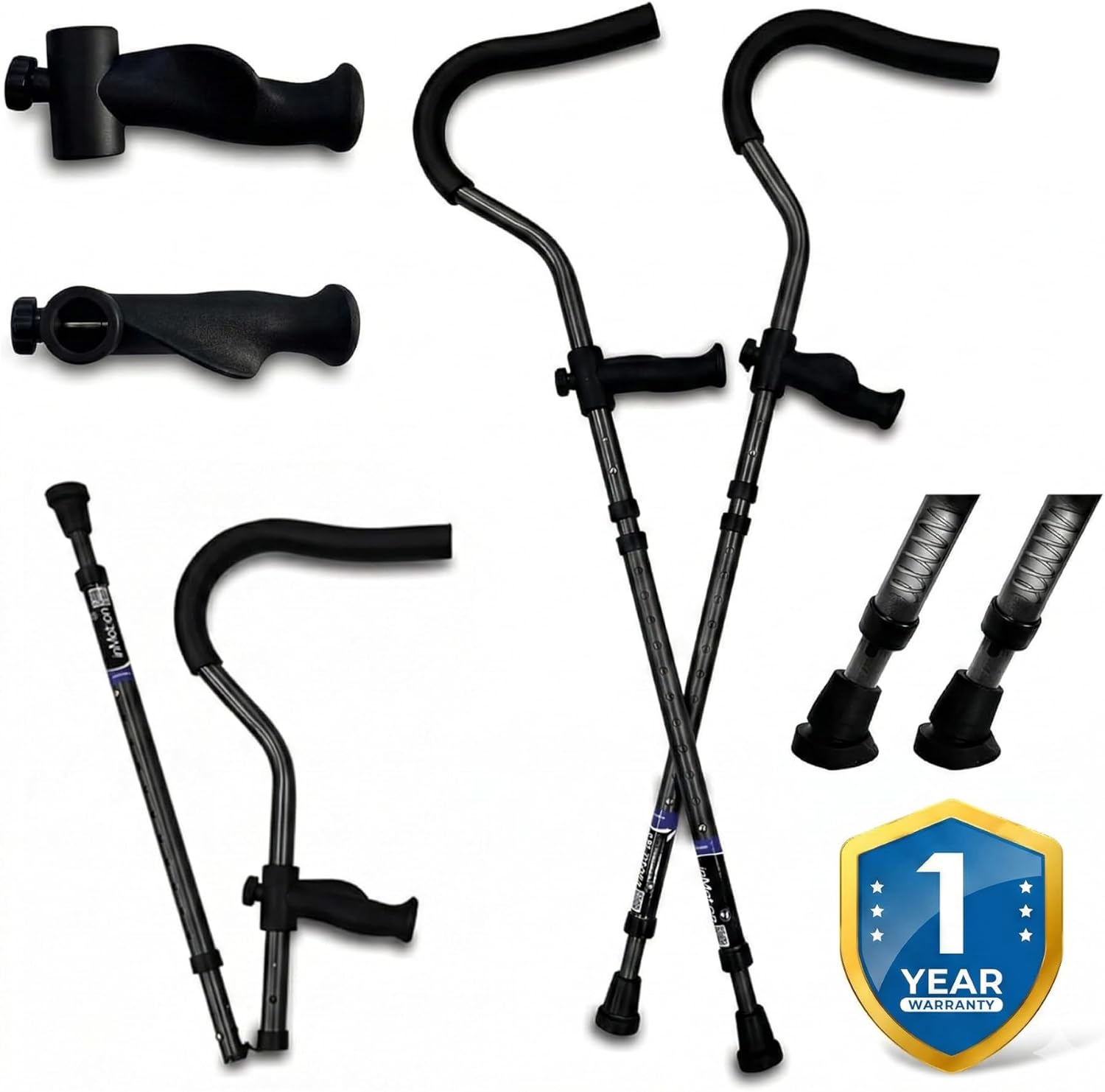in-Motion Pro Foldable Crutches with Ergonomic Handles and Articulating Tips

