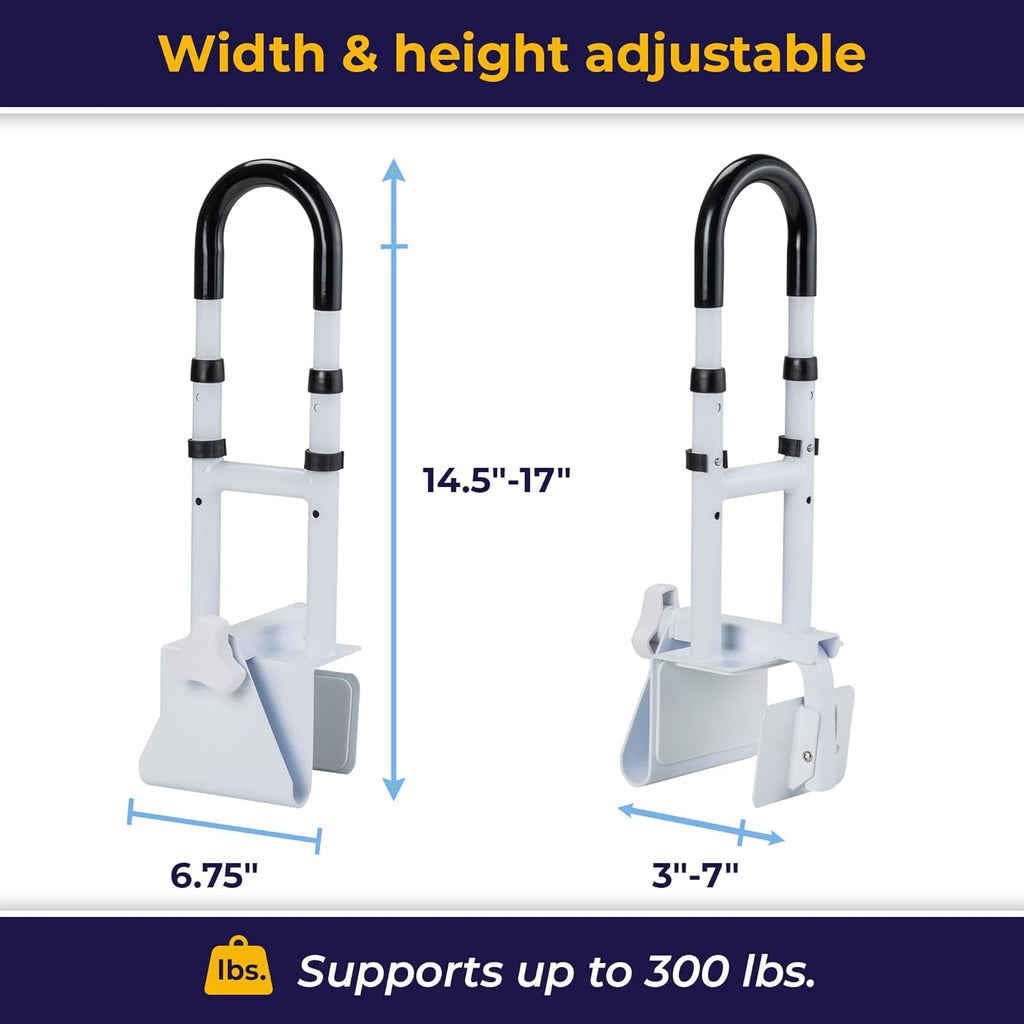 Drive Medical Bathtub Grab Bar & Safety Rail Clamp-On Non-Slip Pads 14"–17"

