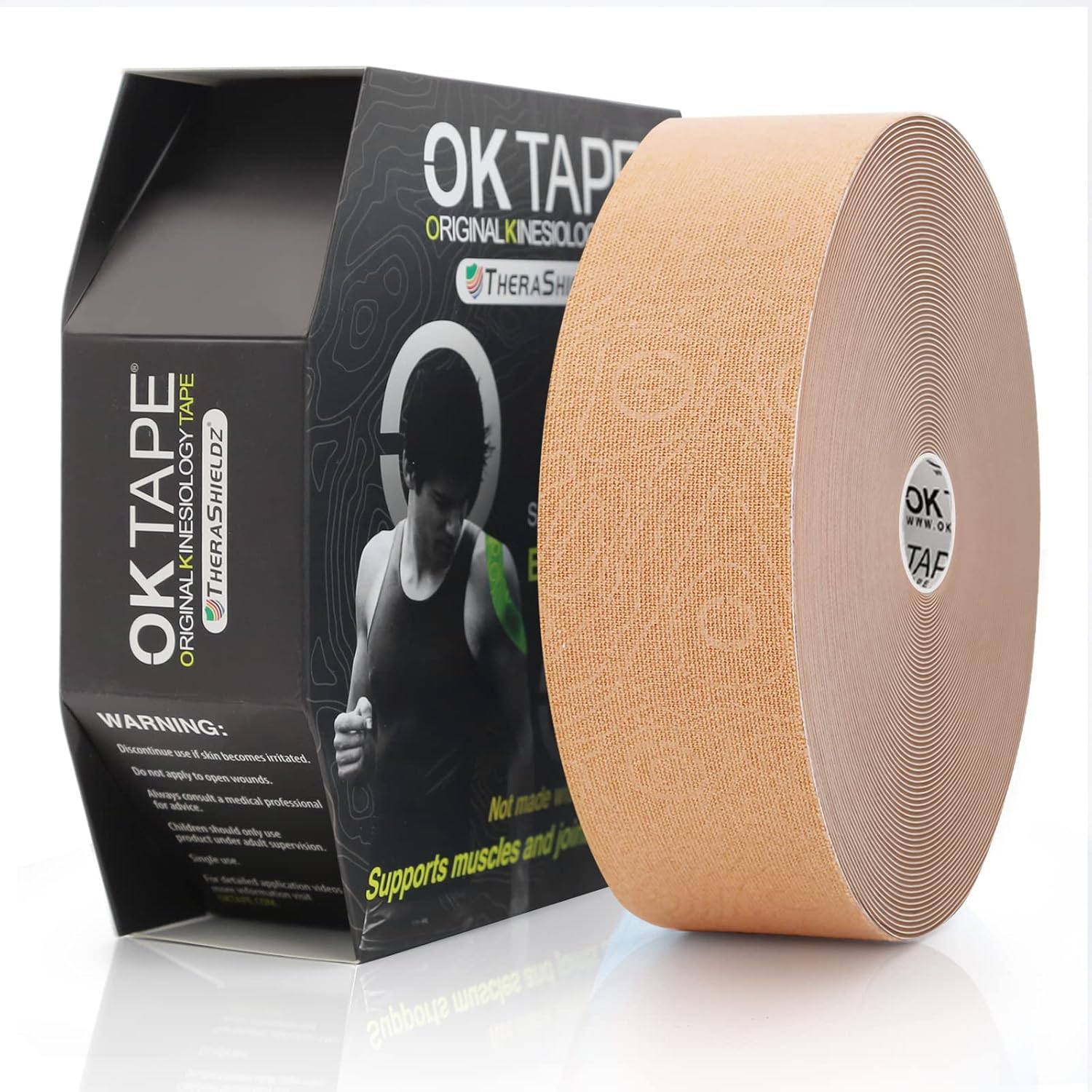 OKTape Pro Kinesiology Tape Bulk Roll, 2 in x 103 ft, Elastic Latex-Free


