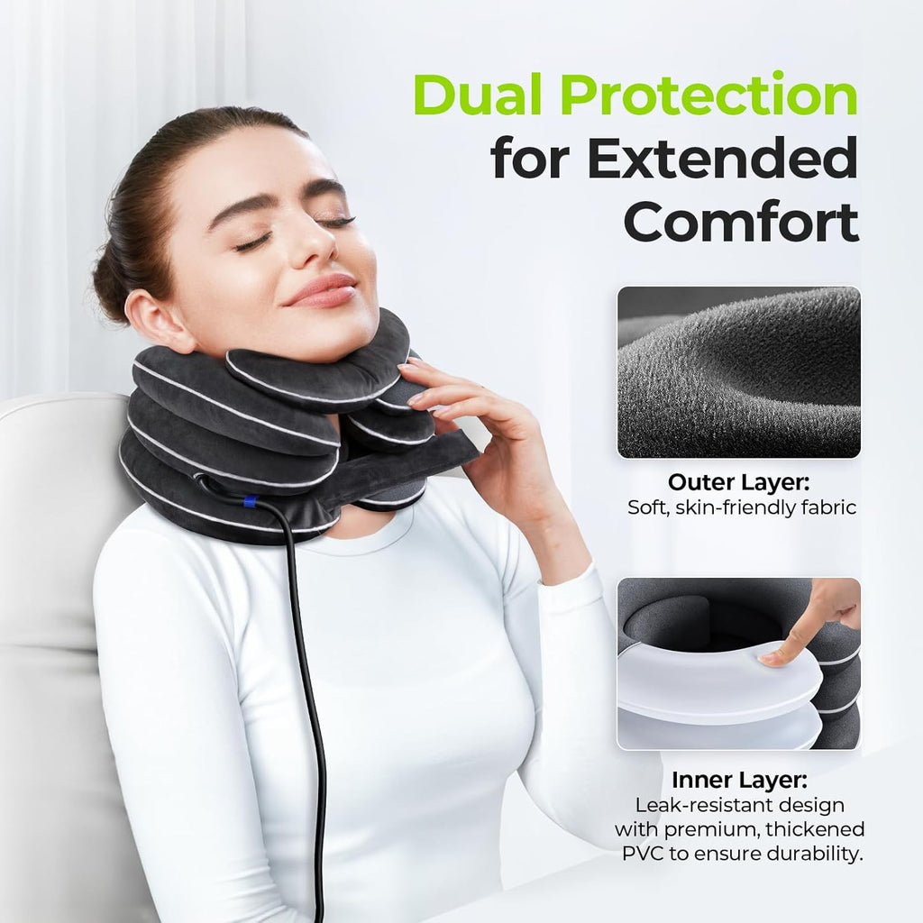 AUVON Inflatable Neck Stretcher for Cervical Traction, Neck Decompression Pillow

