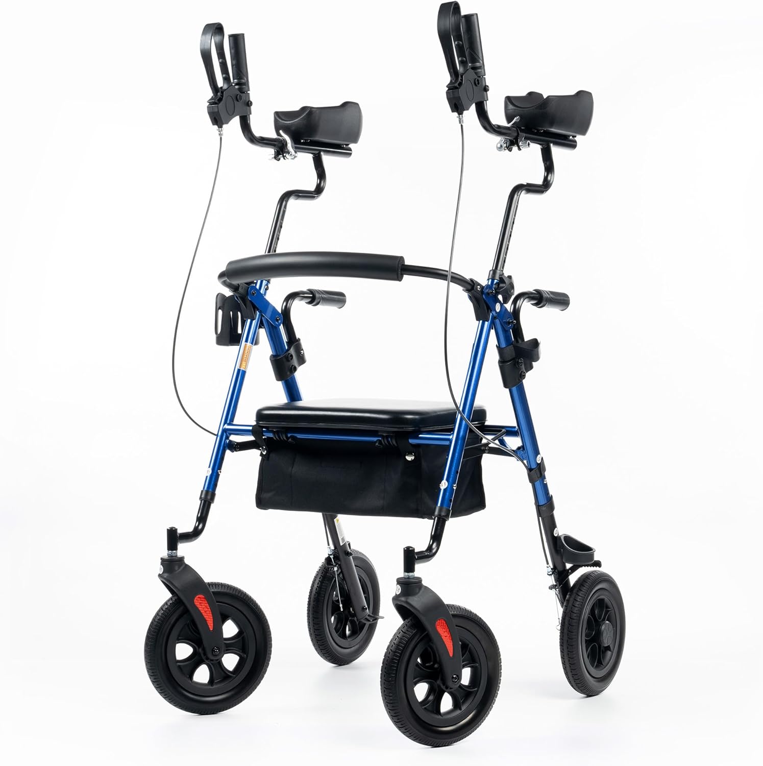 ELENKER Upright Rollator Walker with Adjustable Padded Armrests and 10-Inch PU Wheels

