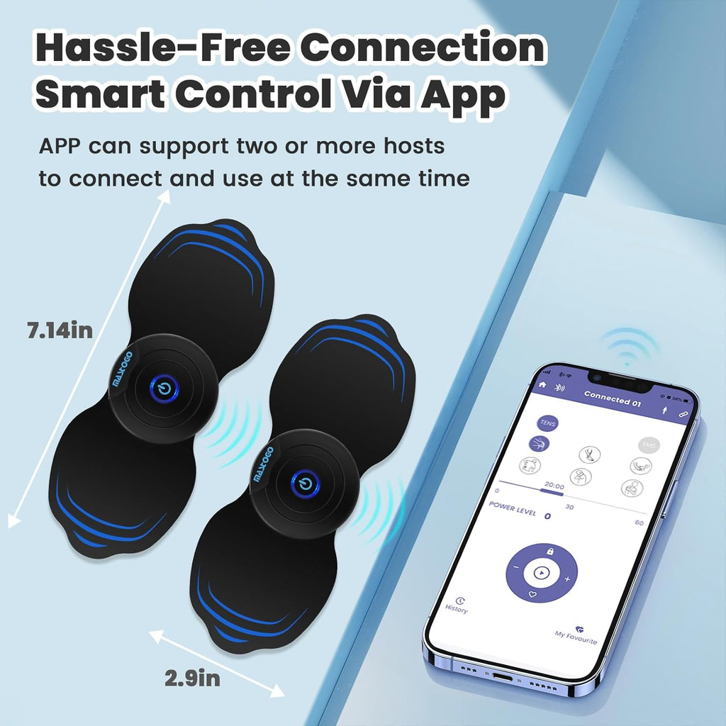 MASTOGO Wireless TENS Unit Muscle Stimulator with Bluetooth App Control

