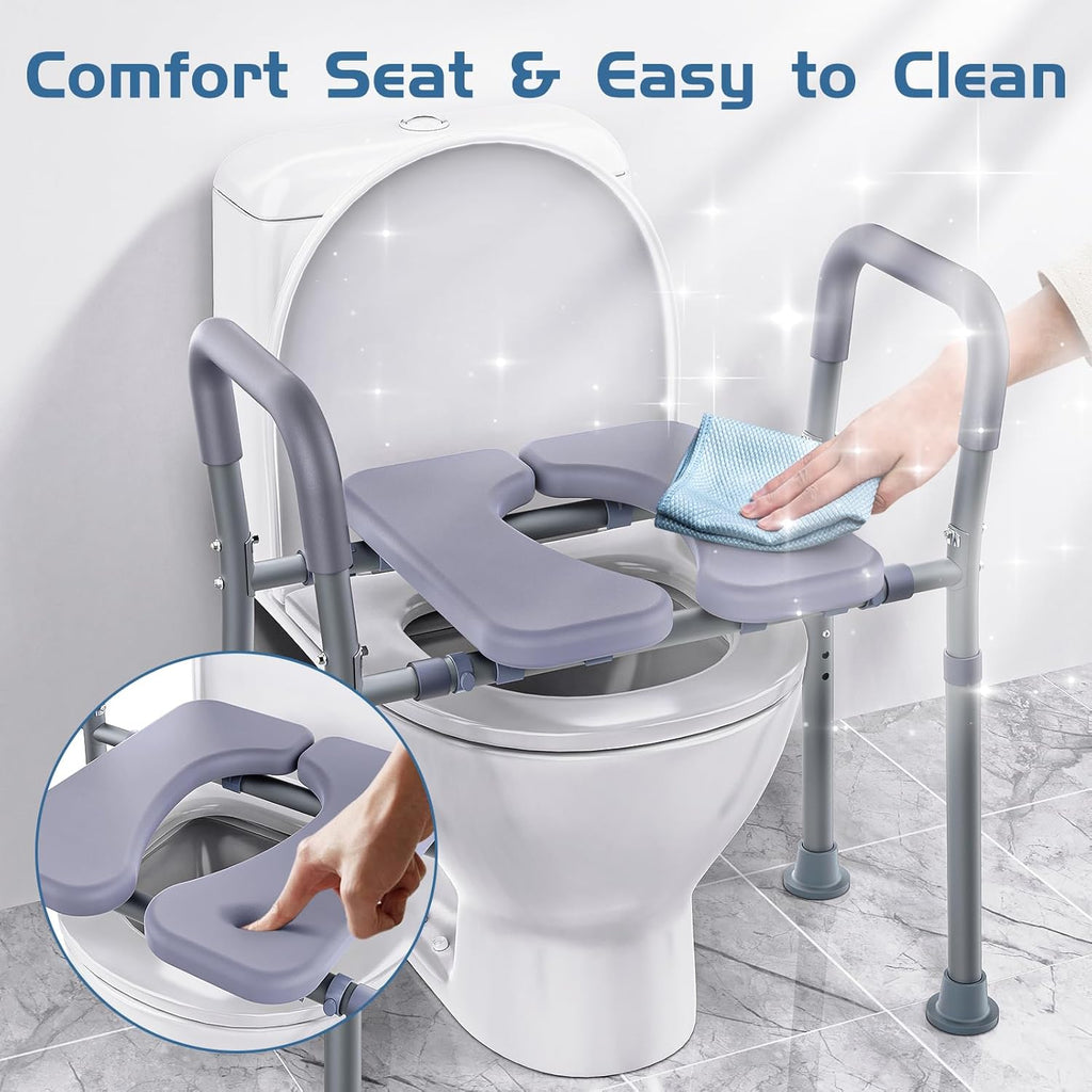Toilet Seat Riser for Seniors With Handles, Adjustable Height and Width, Heavy Duty

