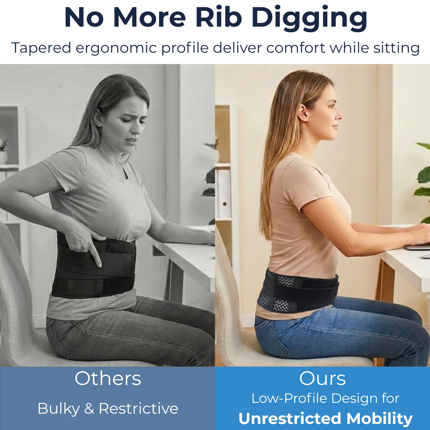 Breathable Lumbar Back Brace for Lower Back Pain Relief, Lightweight 3D Mesh

