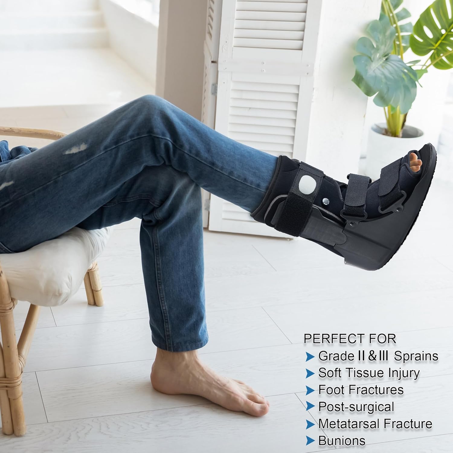 Air Walking Boot for Broken Foot, Adjustable Pneumatic Support, Anti-Slip Sole

