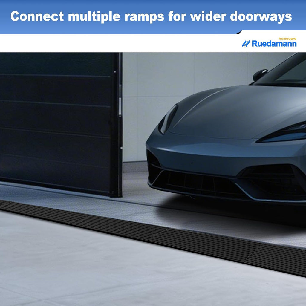 Ruedamann Rubber Threshold Ramp for Doorways, Non-Slip Wheelchair Access

