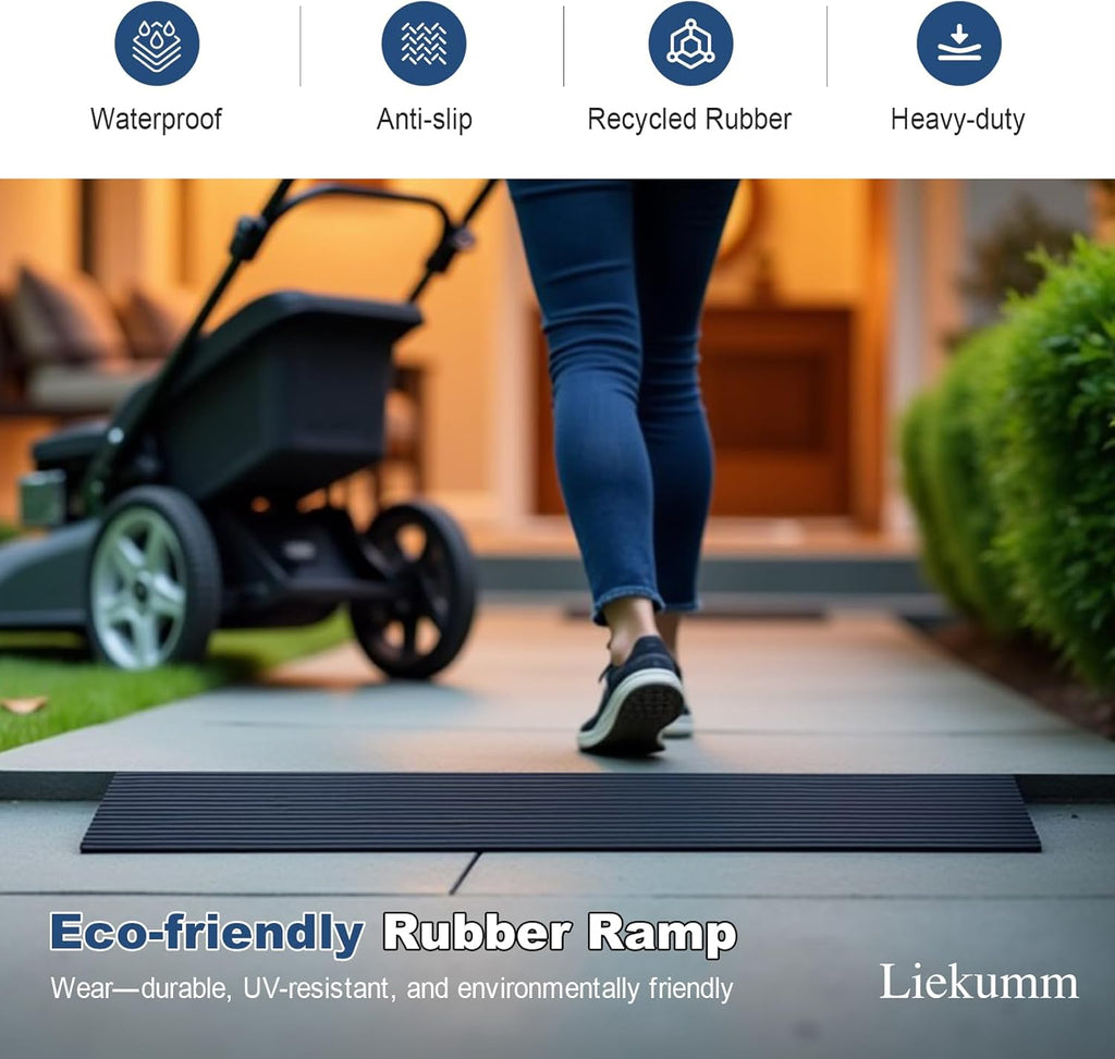 LIEKUMM Rubber Threshold Ramp for Doorways, Non-Slip, Cuttable, Adhesive

