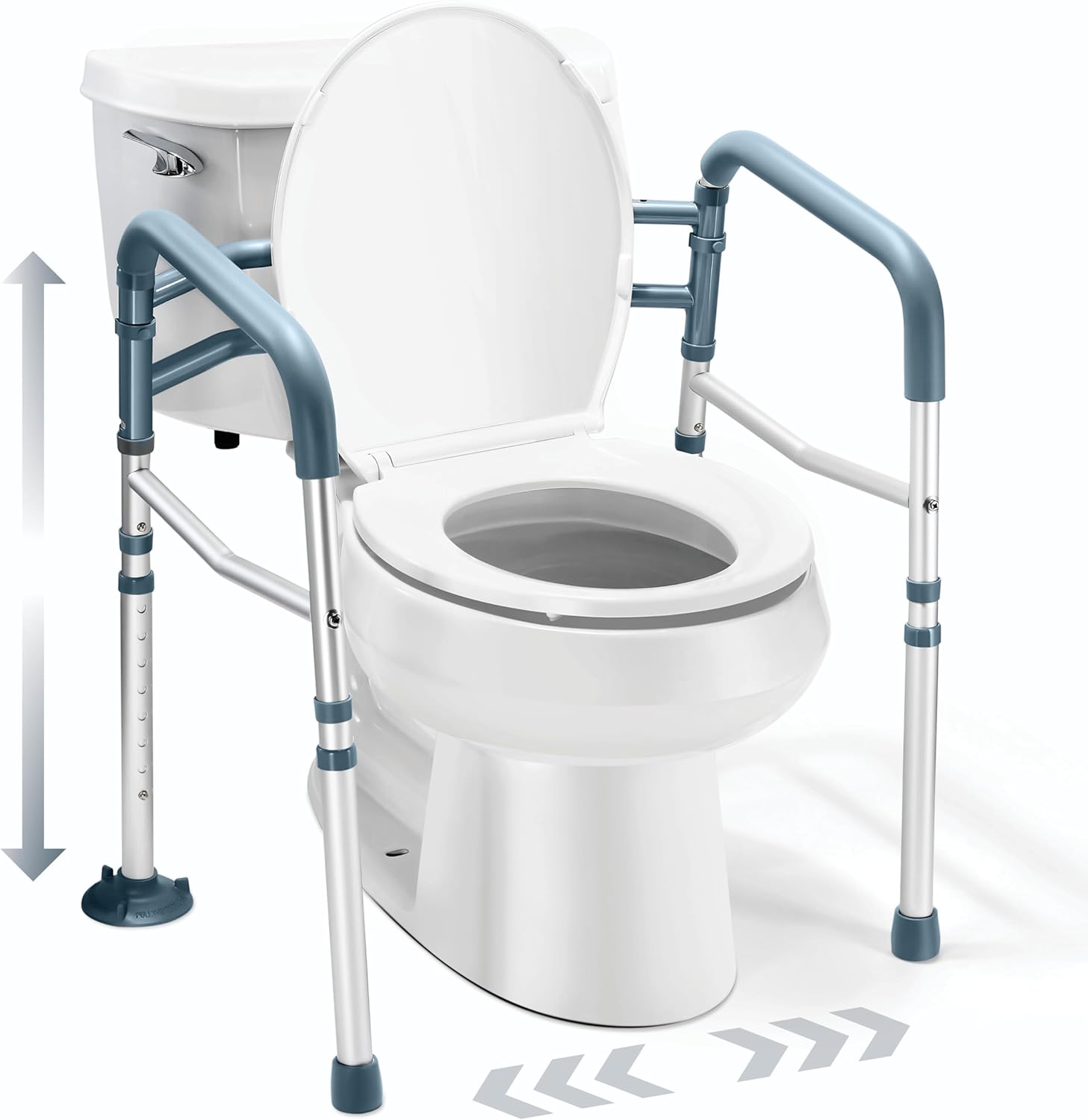 Medical King Toilet Safety Rail, Adjustable Grab Bar with Handles, Foldable Frame

