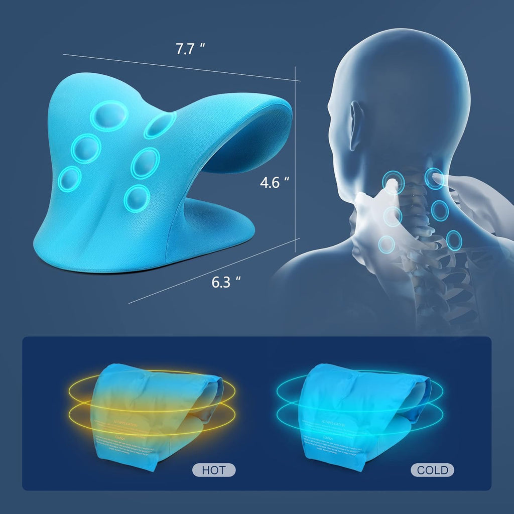 Neck Traction Pillow with Hot Cold Gel Pack for Cervical Pain Relief

