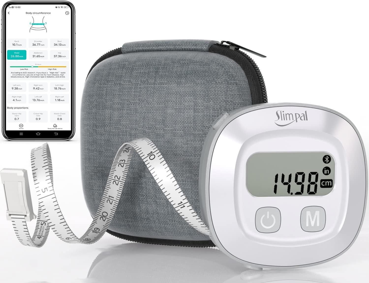Slimpal Digital Body Fat Measuring Tape with LCD for BMI, Fitness and Body Shape

