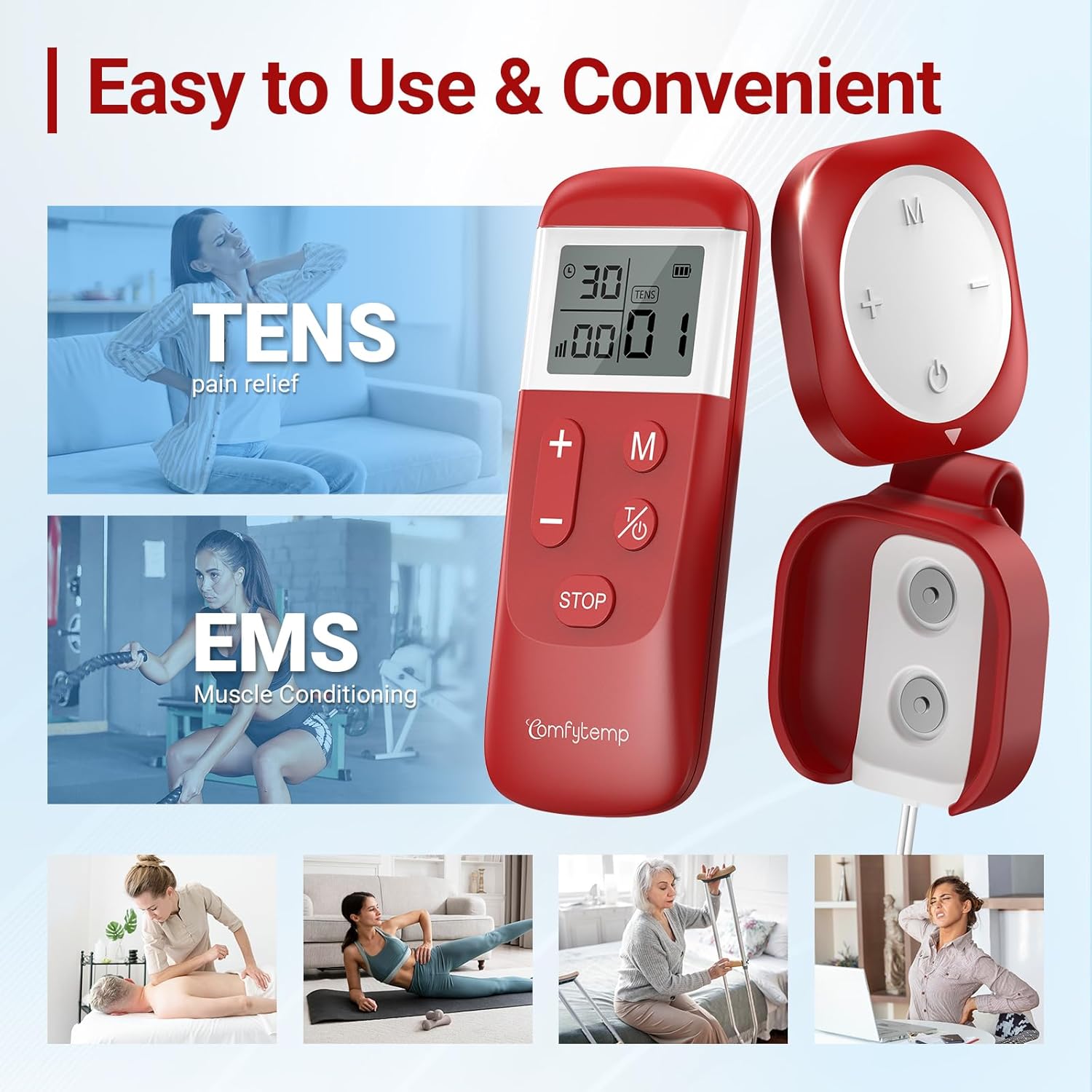 Comfytemp Wireless & Wired 2-in-1 TENS EMS Unit for Muscle Pain Relief, K6134

