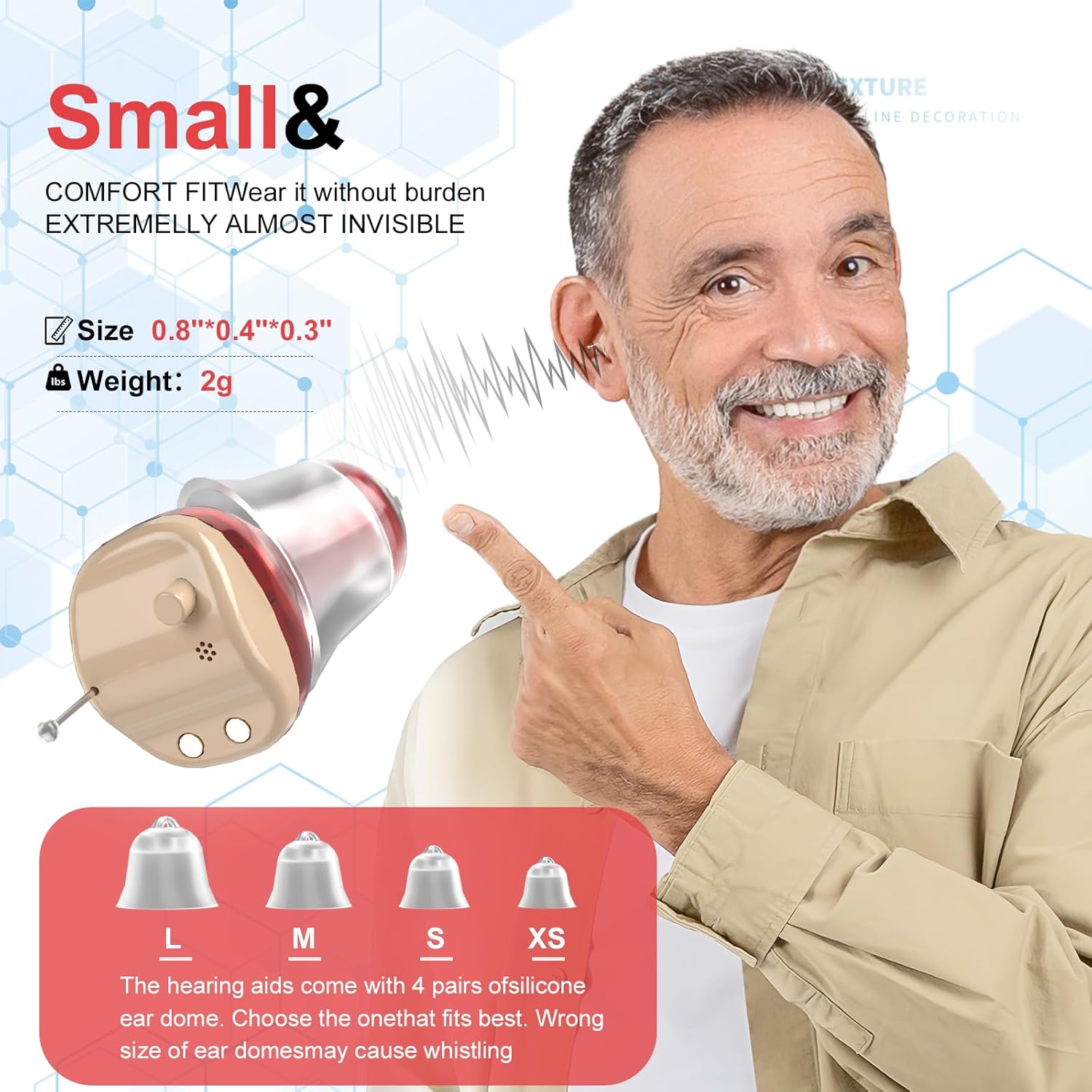MEIMOUSE Rechargeable Hearing Aids for Seniors, In-Ear Noise Canceling with Volume

