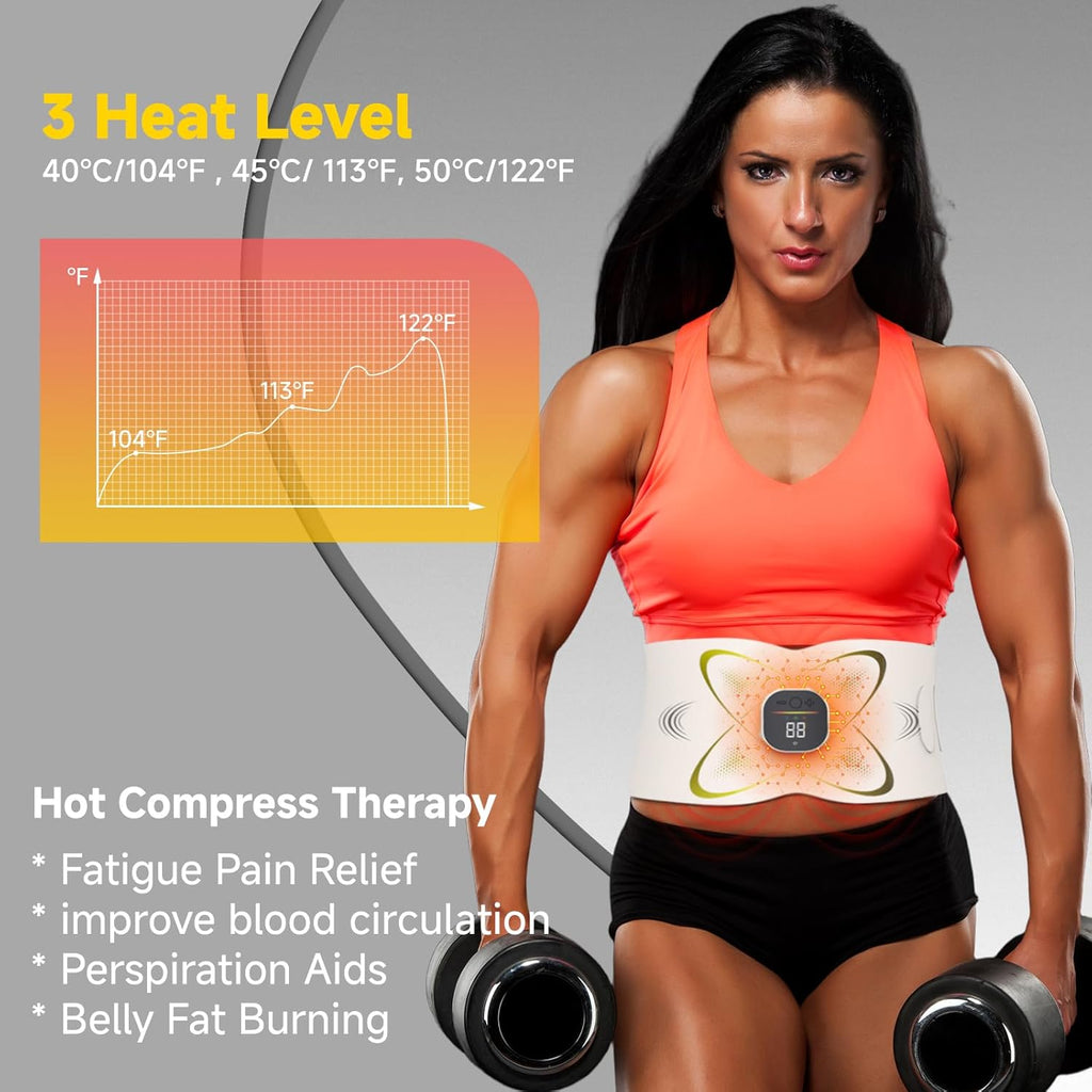 Heated Electric Abs Stimulator Belt, Abdominal Massage & Muscle Recovery Massager

