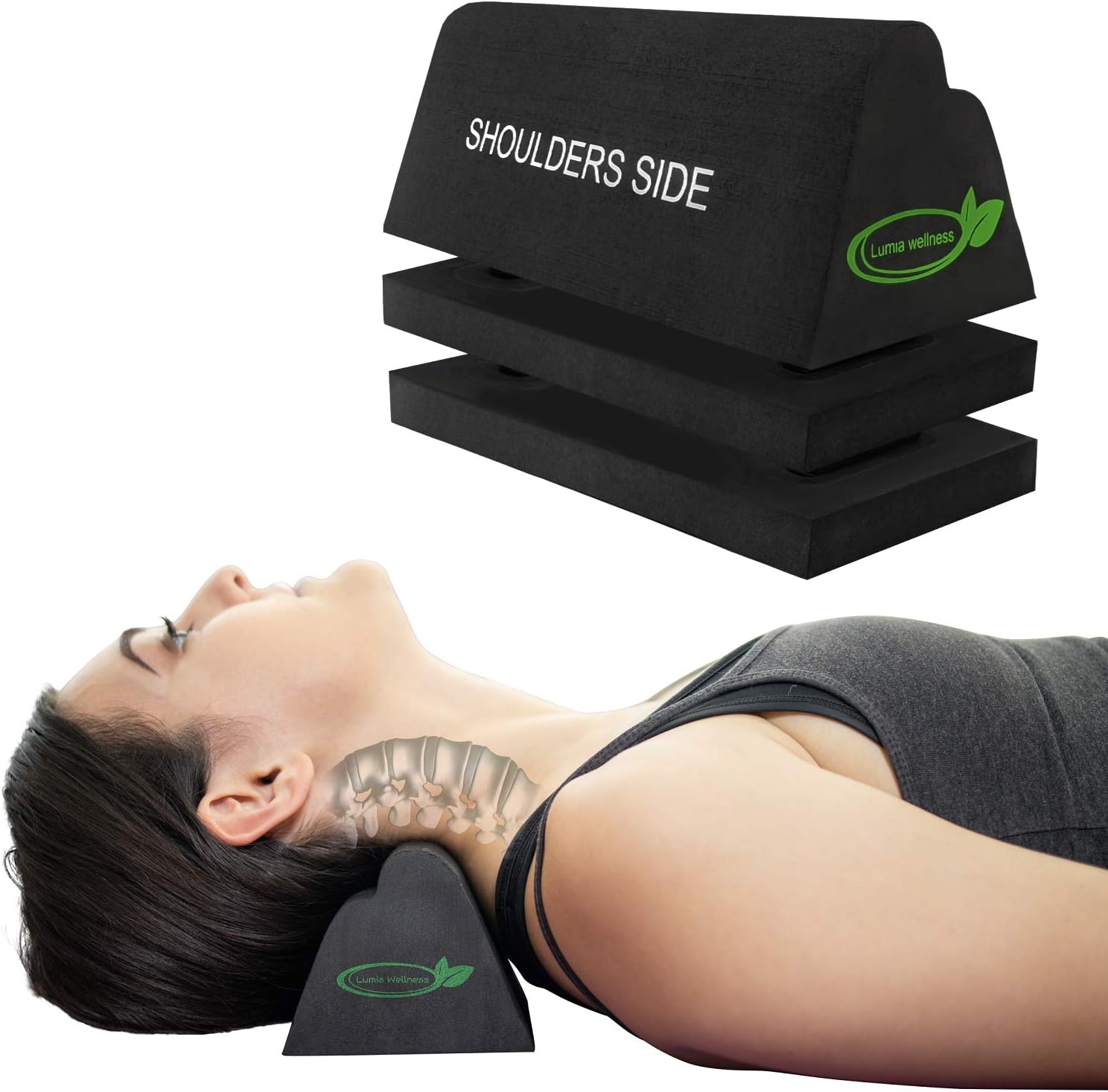 Lumia Wellness Cervical Traction Block, Firm Closed-Cell EVA Neck Stretcher

